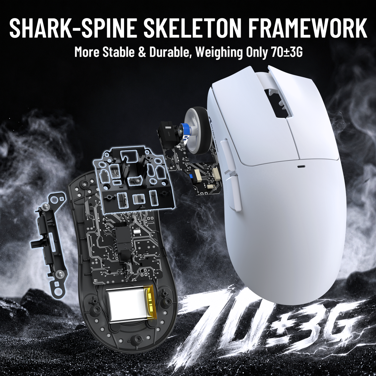 Mouse Gamer Sem Fio ATTACK SHARK X11 PRO V2 com Tela TFT e Base de Carregamento com Cabo Enrolado C06