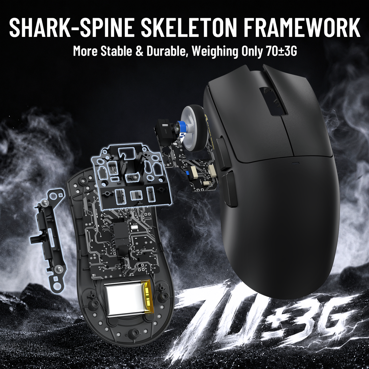 Mouse Gamer Sem Fio ATTACK SHARK X11 PRO V2 com Tela TFT e Base de Carregamento com Cabo Enrolado C06