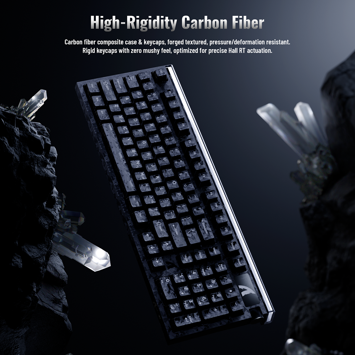 Teclado com fio ATTACK SHARK R98 HE Carbon Fiber, gatilho rápido, interruptor magnético, com cabo enrolado C01 Ultra RGB