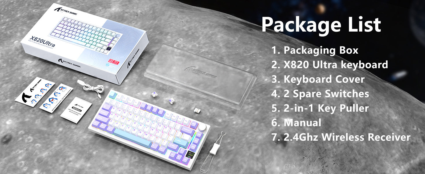 Teclado Mecânico Tri-modo ATTACK SHARK X820Ultra Gasket