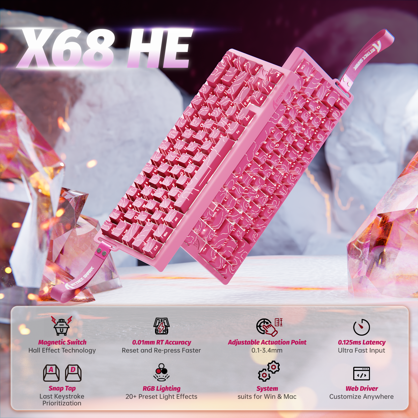 ATTACK SHARK X68 HE Teclado Rapid Trigger com Switch Magnético