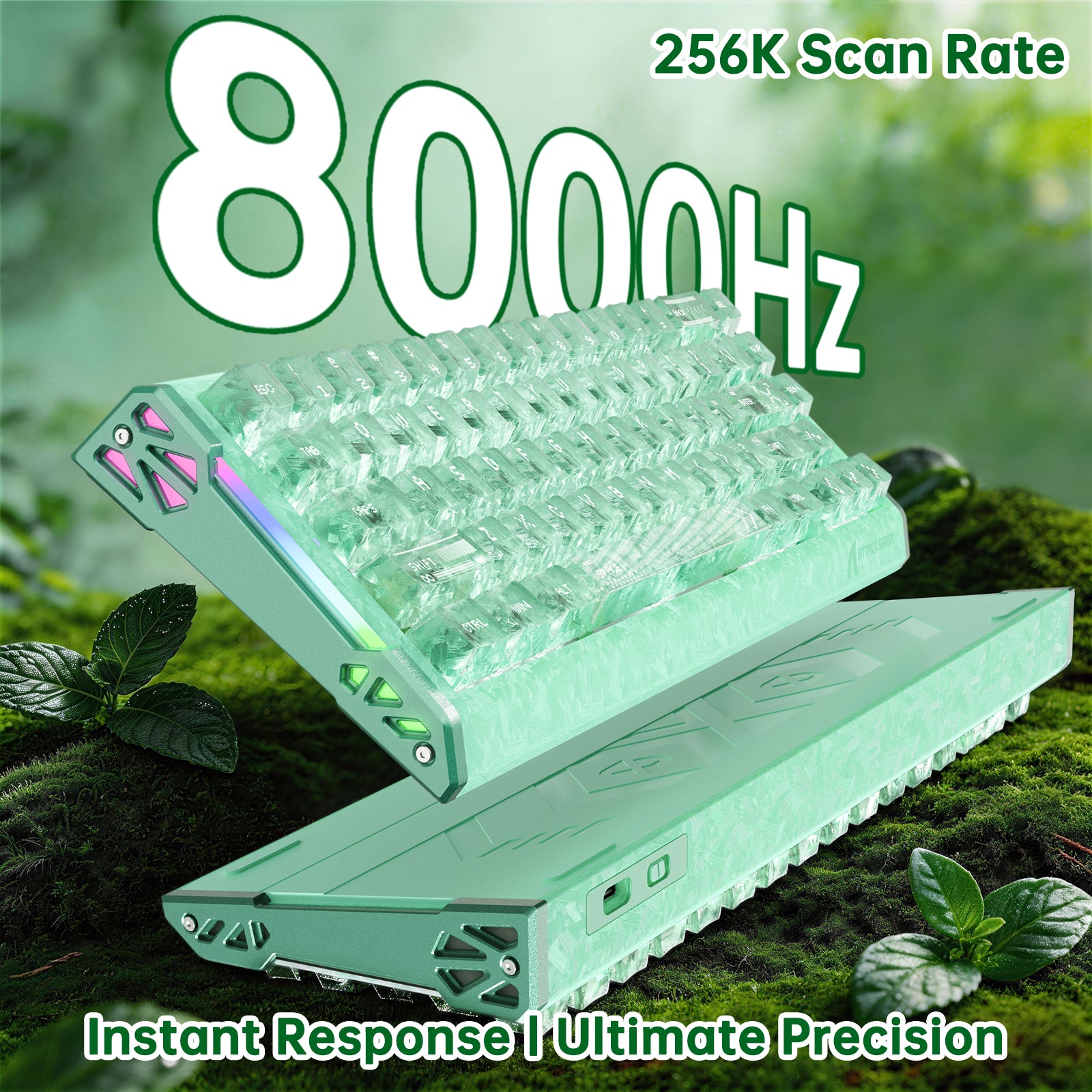 Teclado com Fio ATTACK SHARK R68 HE Rapid Trigger com Switch Magnético em Fibra de Carbono e Cabo RGB Enrolado C01 Ultra