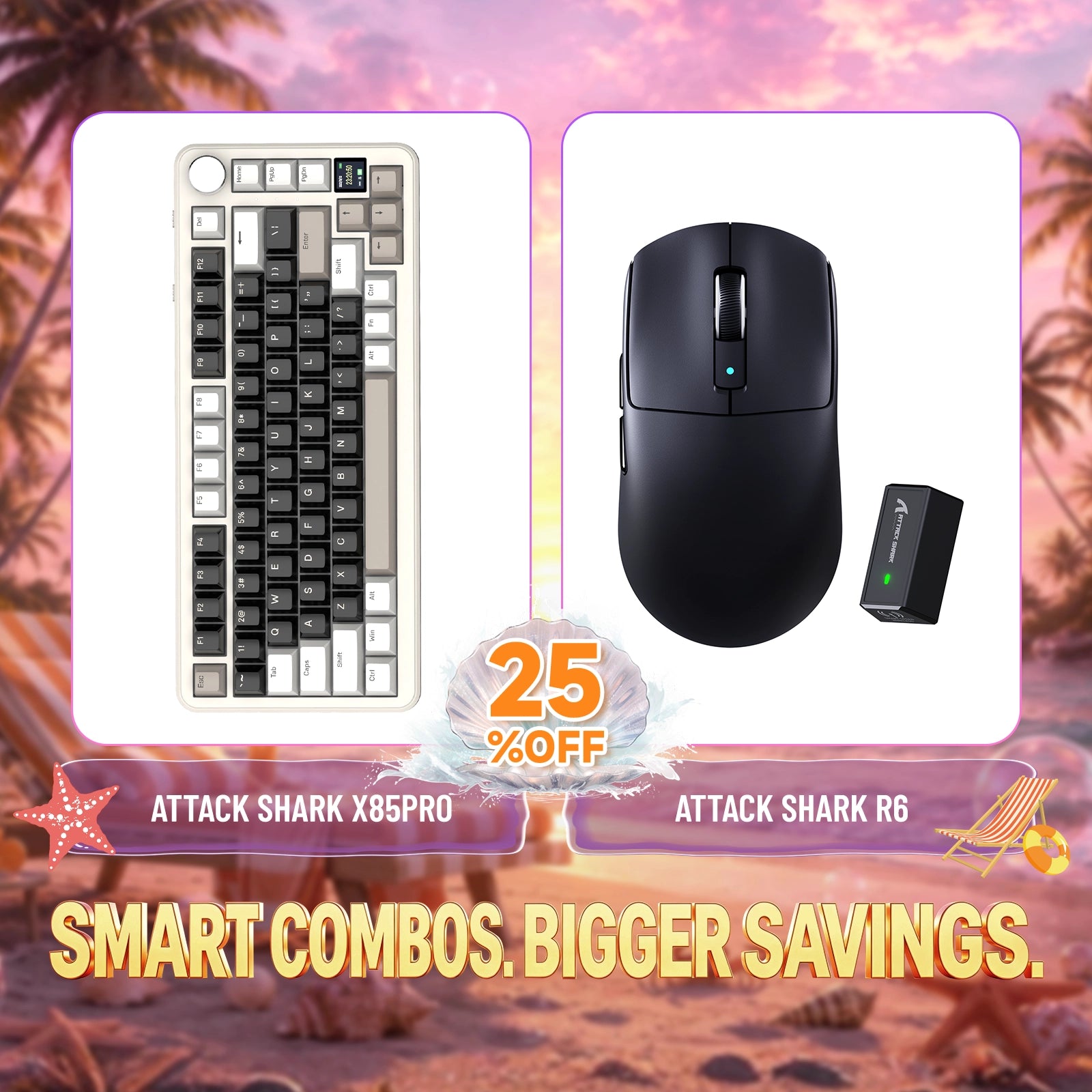 ATTACK SHARK X85PRO keyboard and R6 wireless gaming mouse bundle, 25% off