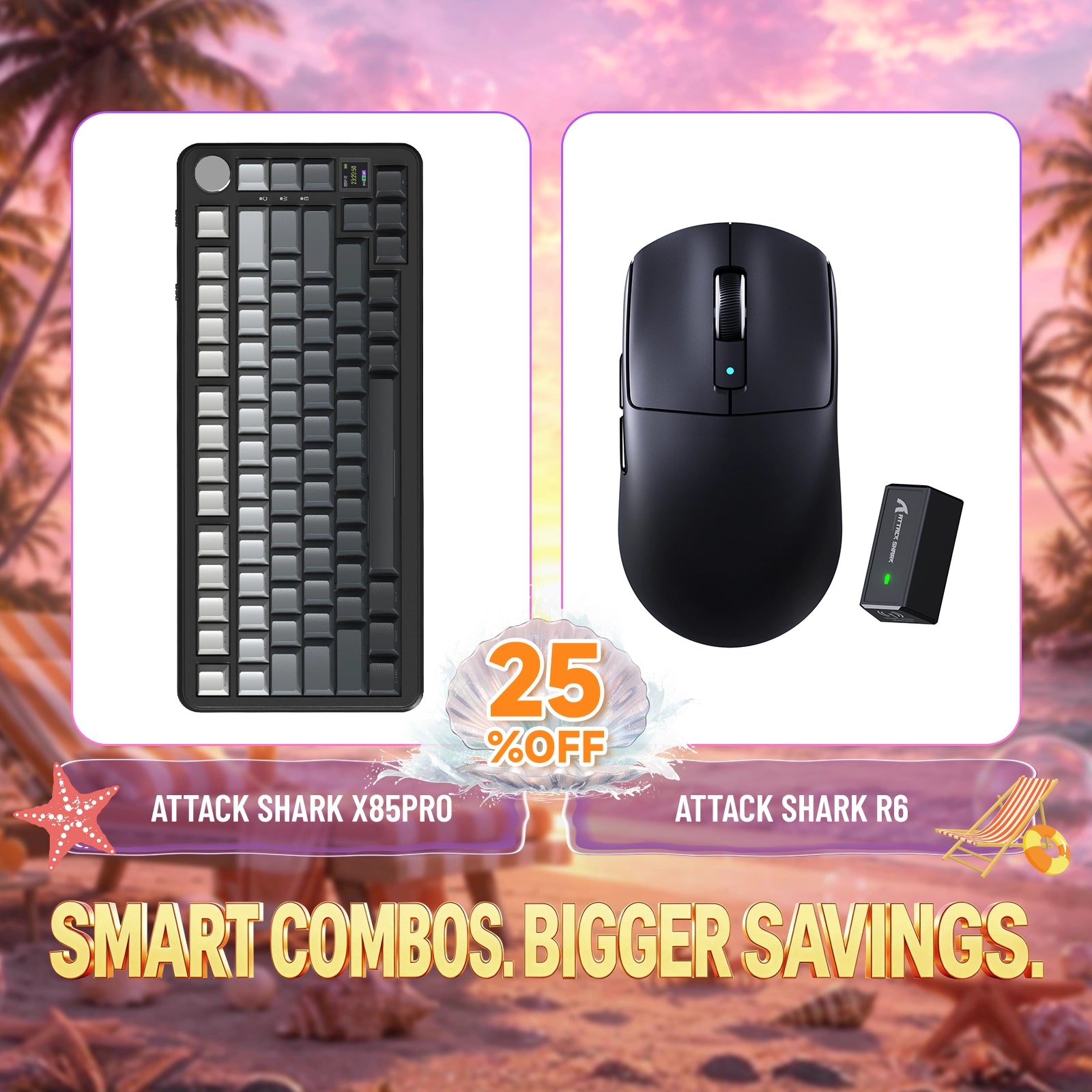 ATTACK SHARK X85PRO mechanical keyboard and R6 wireless gaming mouse bundle, 25% off