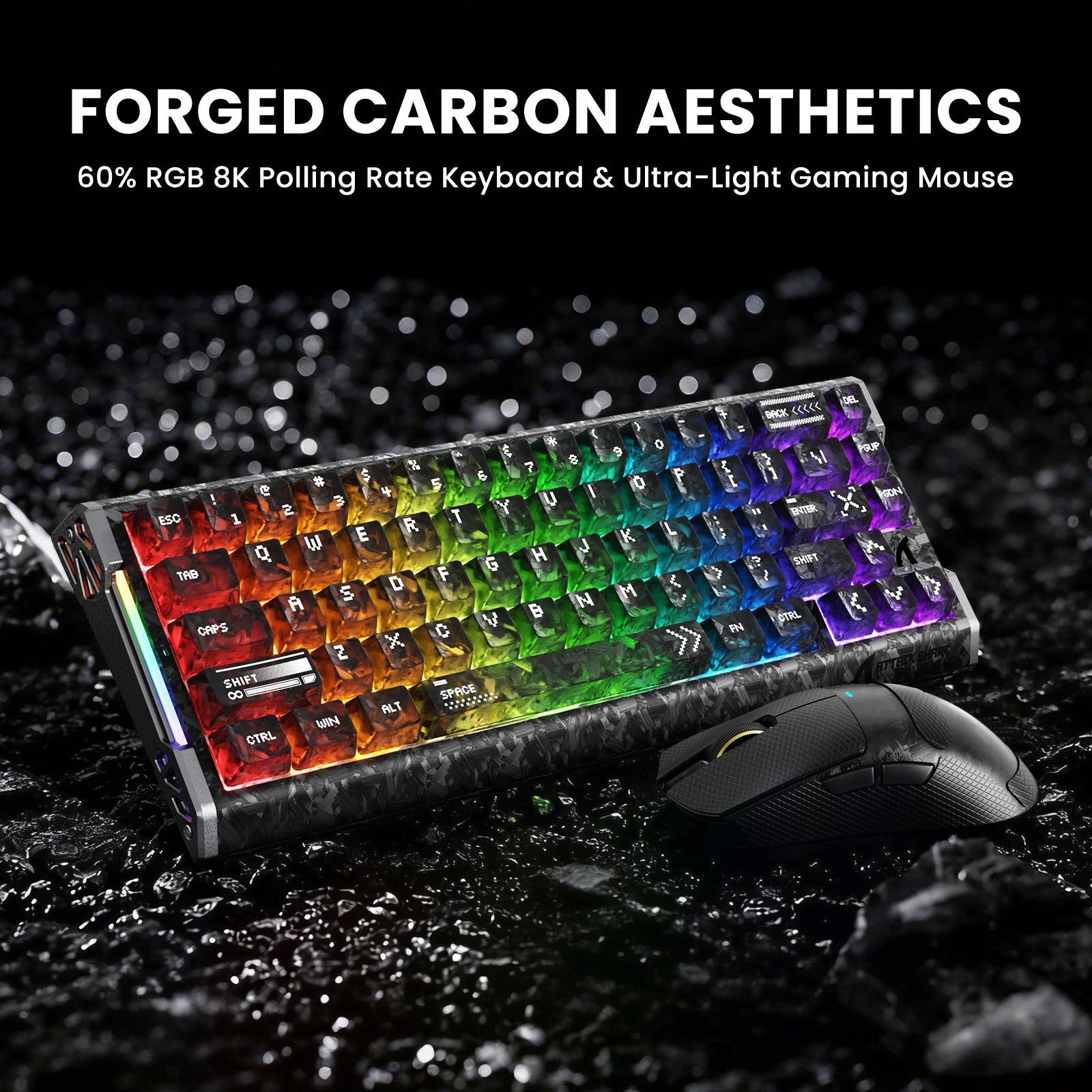 Pacote Gamer ATTACK SHARK R68 HE & X11 ULTRA Fibra de Carbono com Cabo Enrolado C01 ULTRA