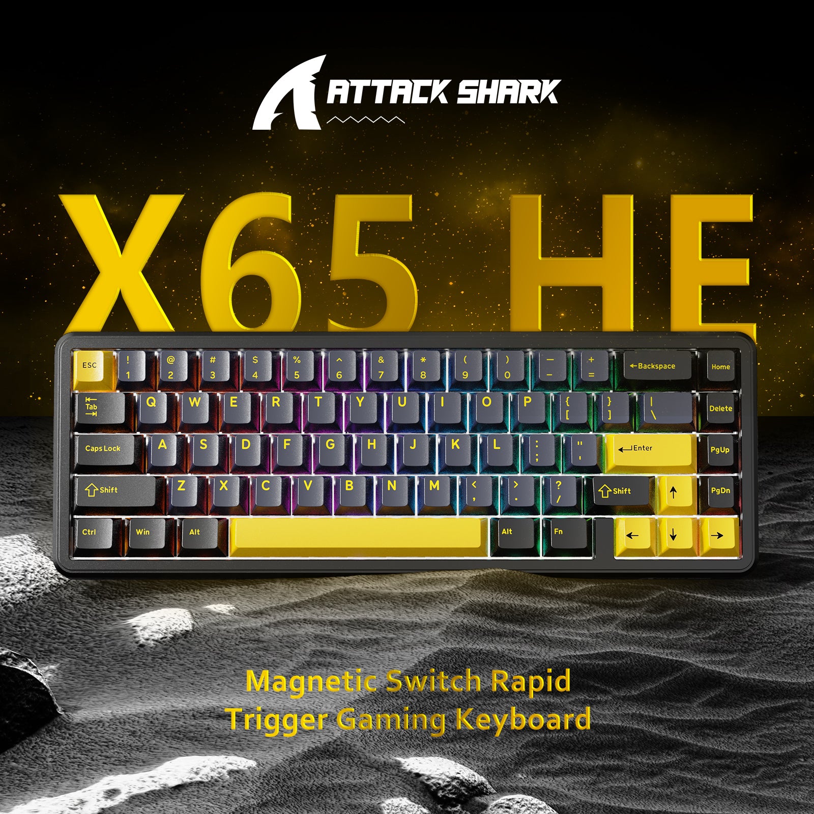 ATTACK SHARK X65 HE gaming keyboard with RGB lighting