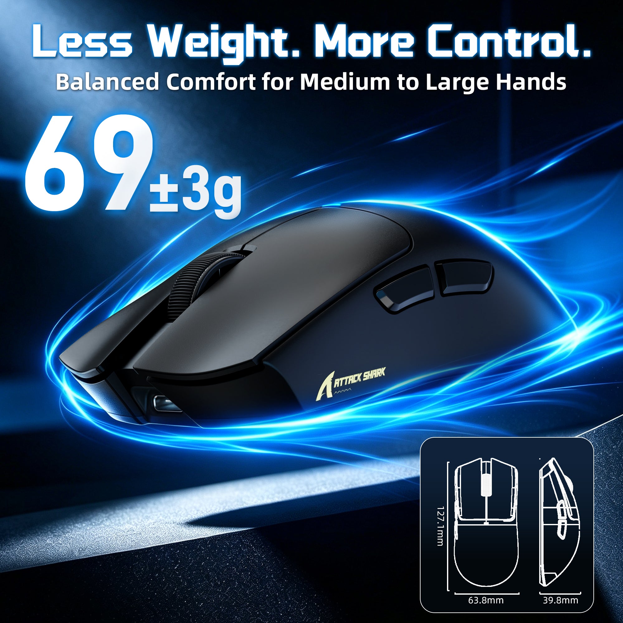 Mouse Gamer Sem Fio ATTACK SHARK X11 PRO V2 com Dock de Carregamento e Tela TFT
