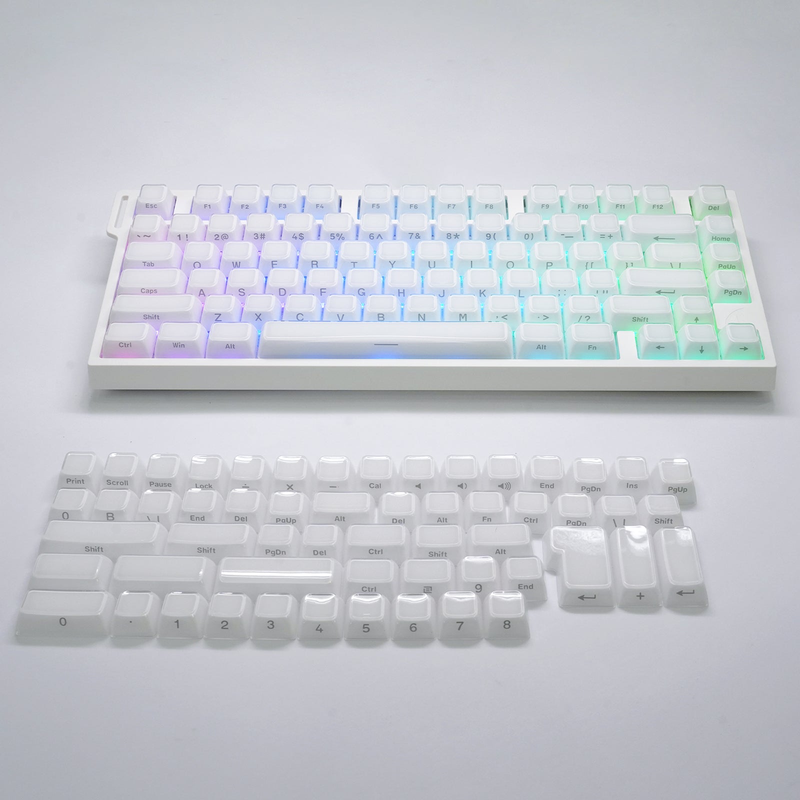 ATTACK SHARK SK03, 136 teclas, keycaps de cristal, perfil ASA, ANSI/ISO