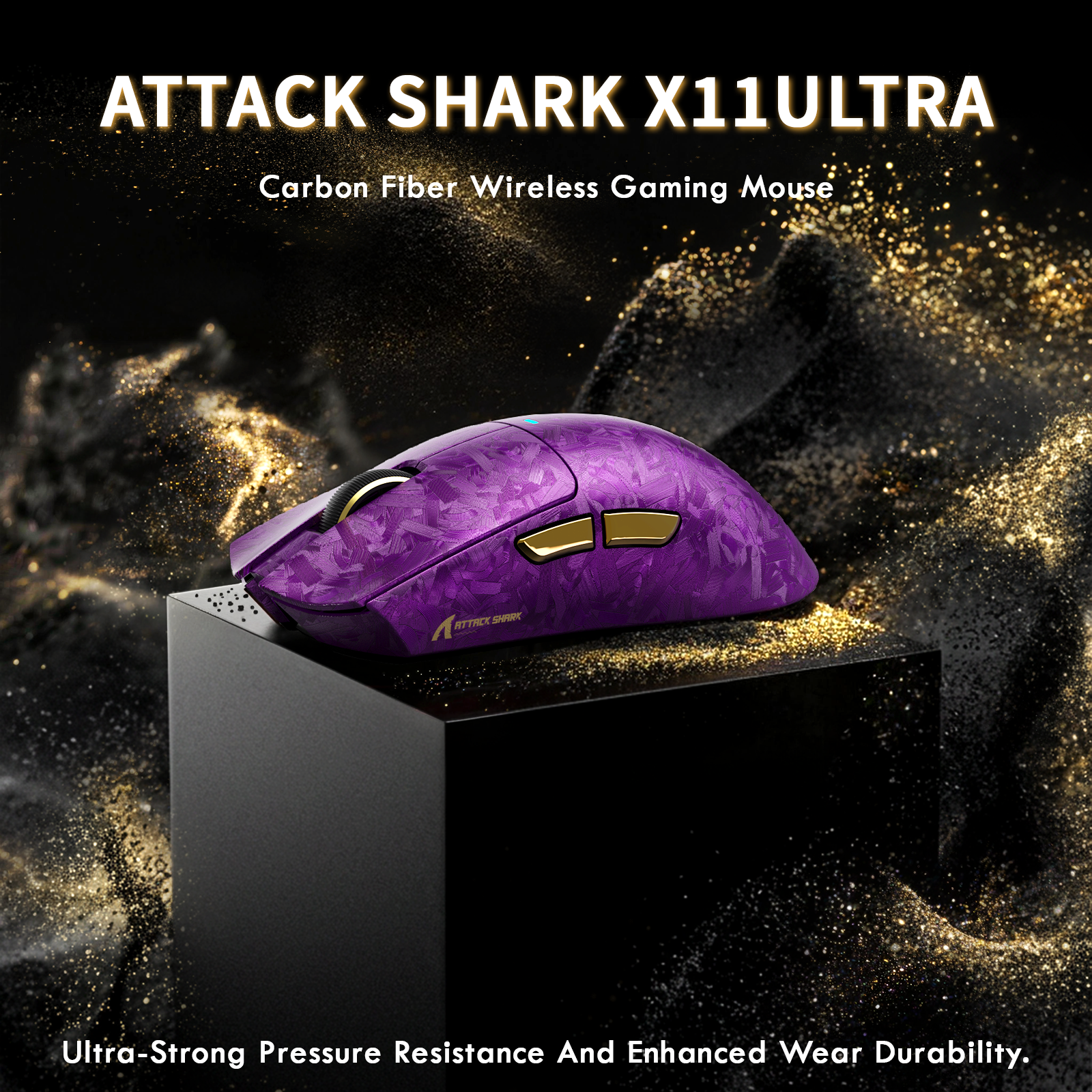 Mouse Gamer Sem Fio ATTACK SHARK X11 ULTRA Fibra de Carbono com Cabo LED Ultra C06