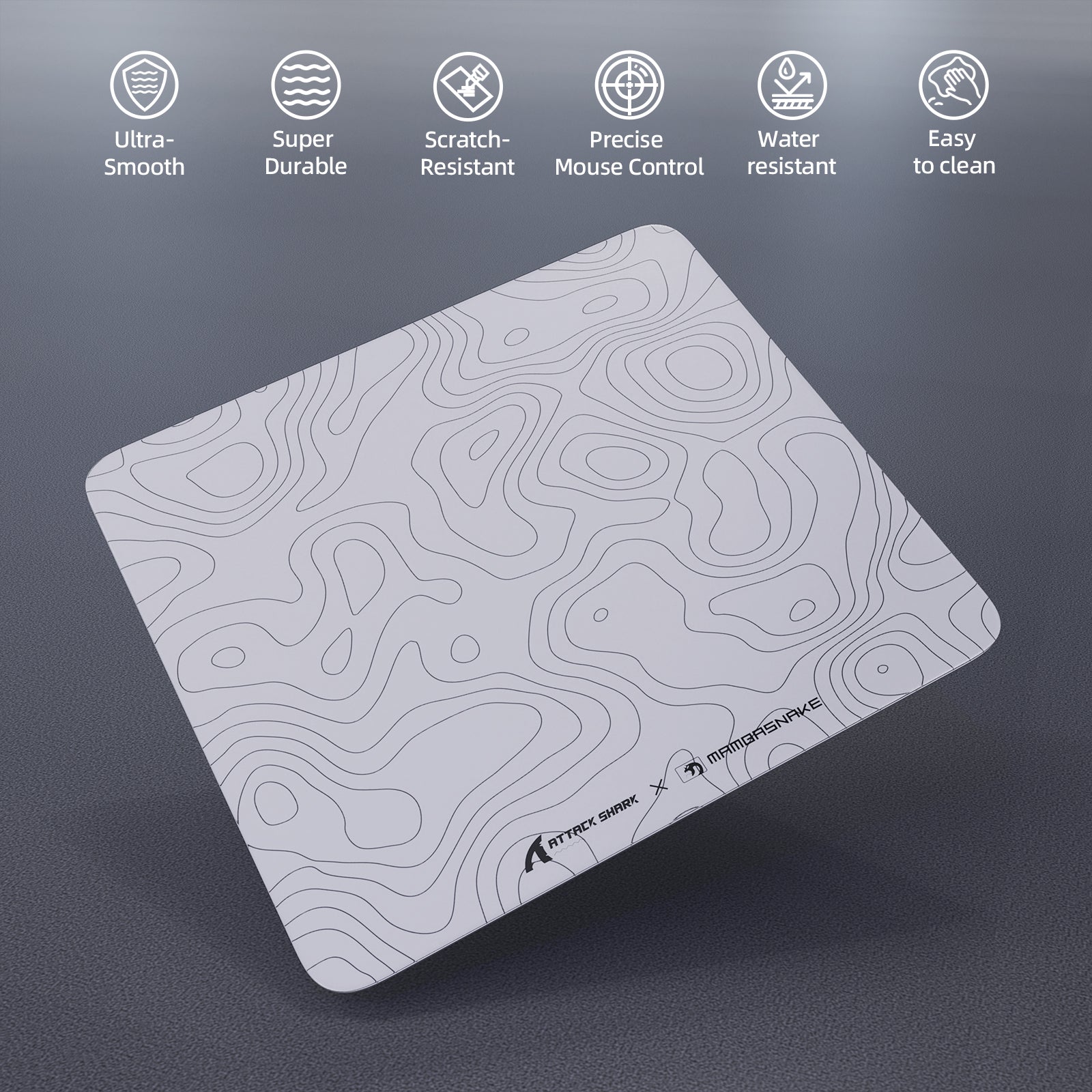 ATTACK SHARK CM05 gaming mouse pad with topographic contour design