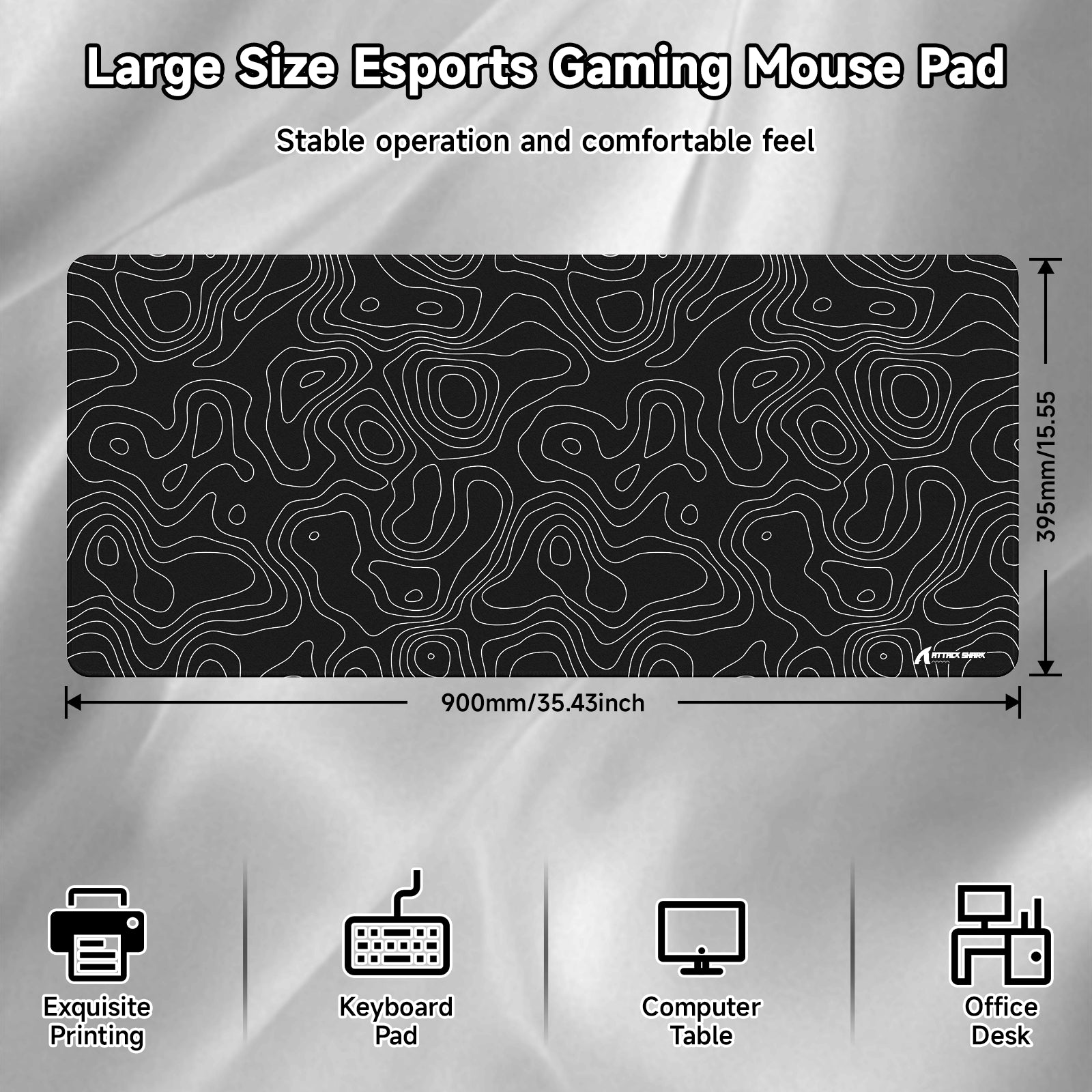 Mousepad Gamer eSport ATTACK SHARK CM02PRO (900x400x4 MM)