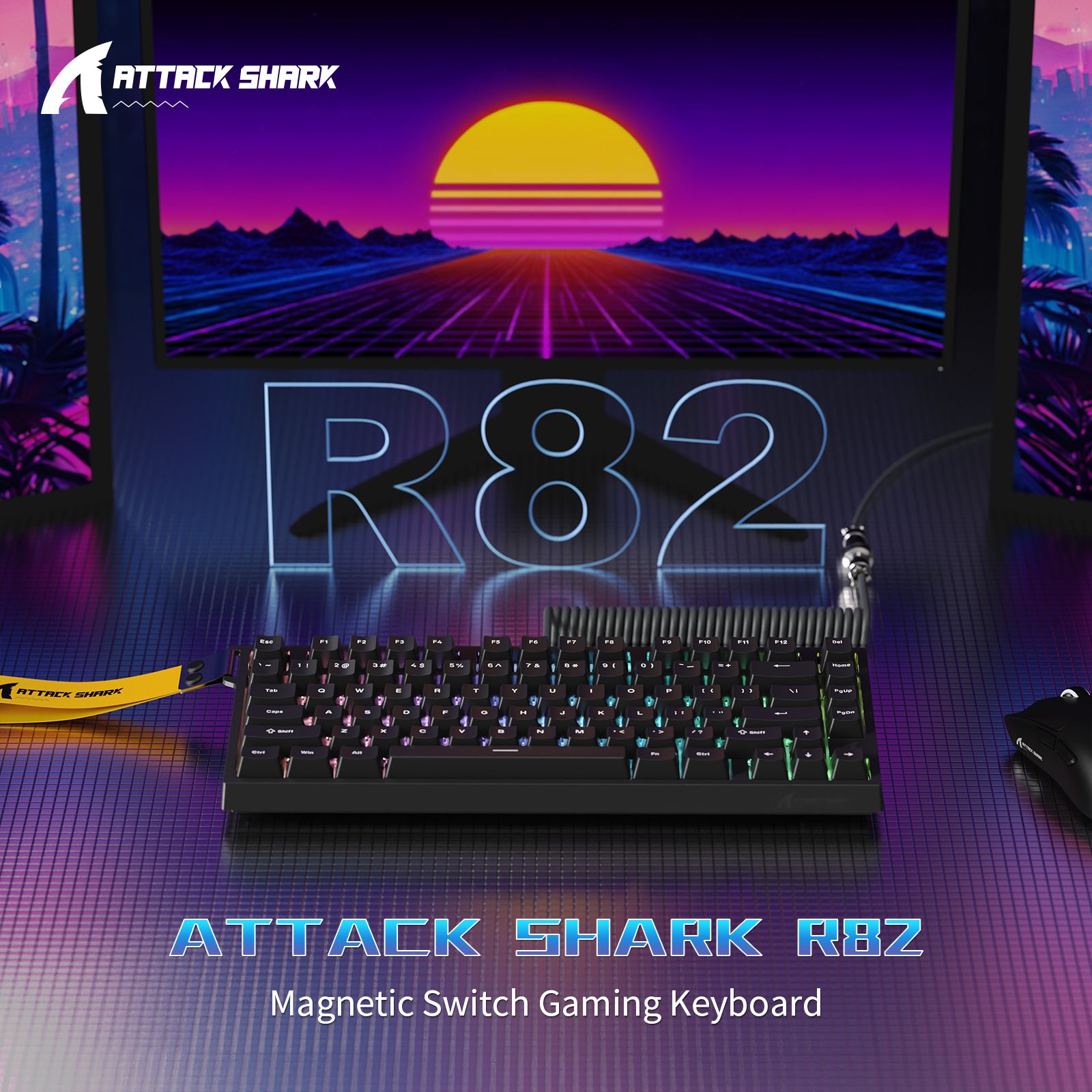 Teclado Gamer com Fio ATTACK SHARK R82 HE 75% com Cabo LED C01ULTRA
