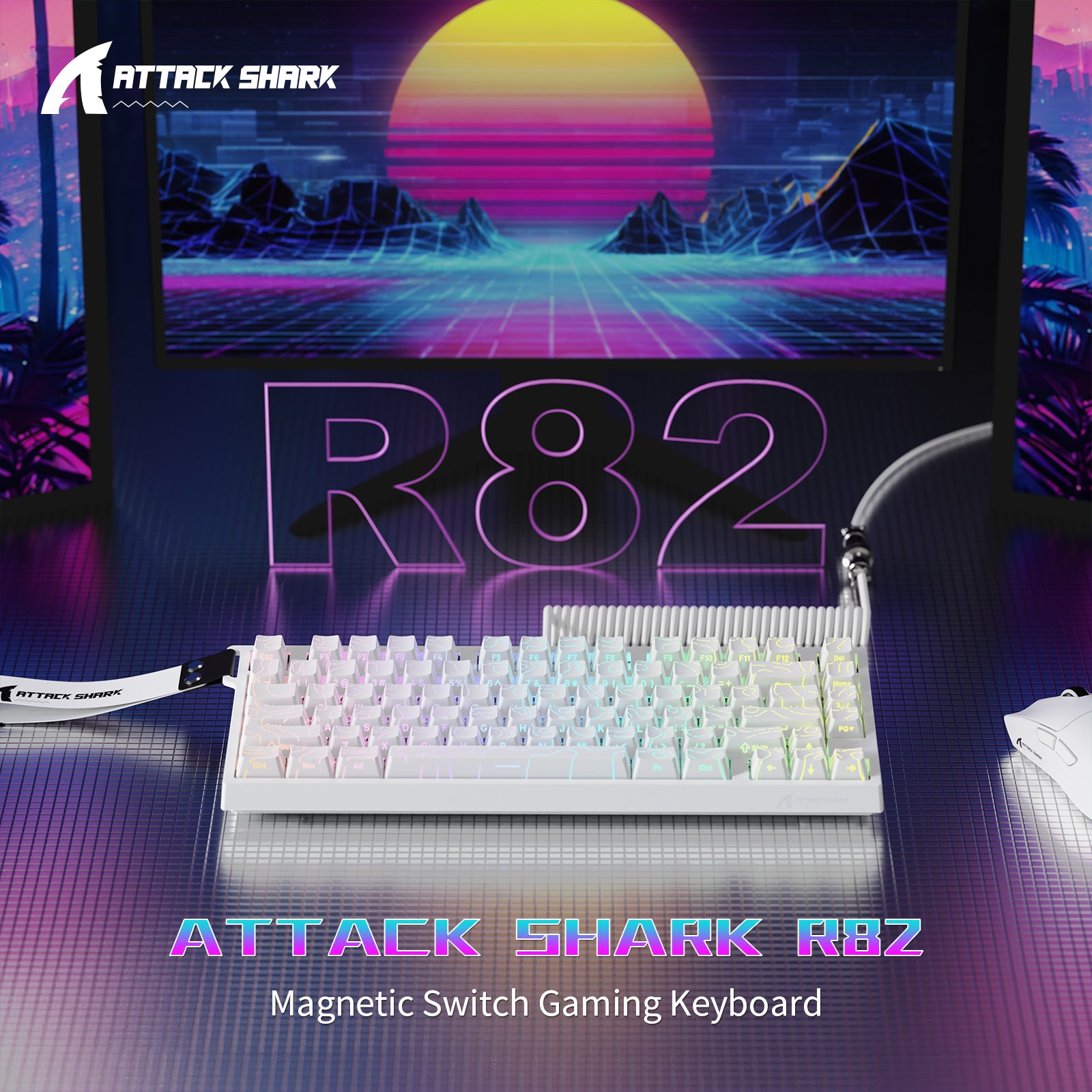 Teclado Gamer com Fio ATTACK SHARK R82 HE 75% com Cabo LED C01ULTRA