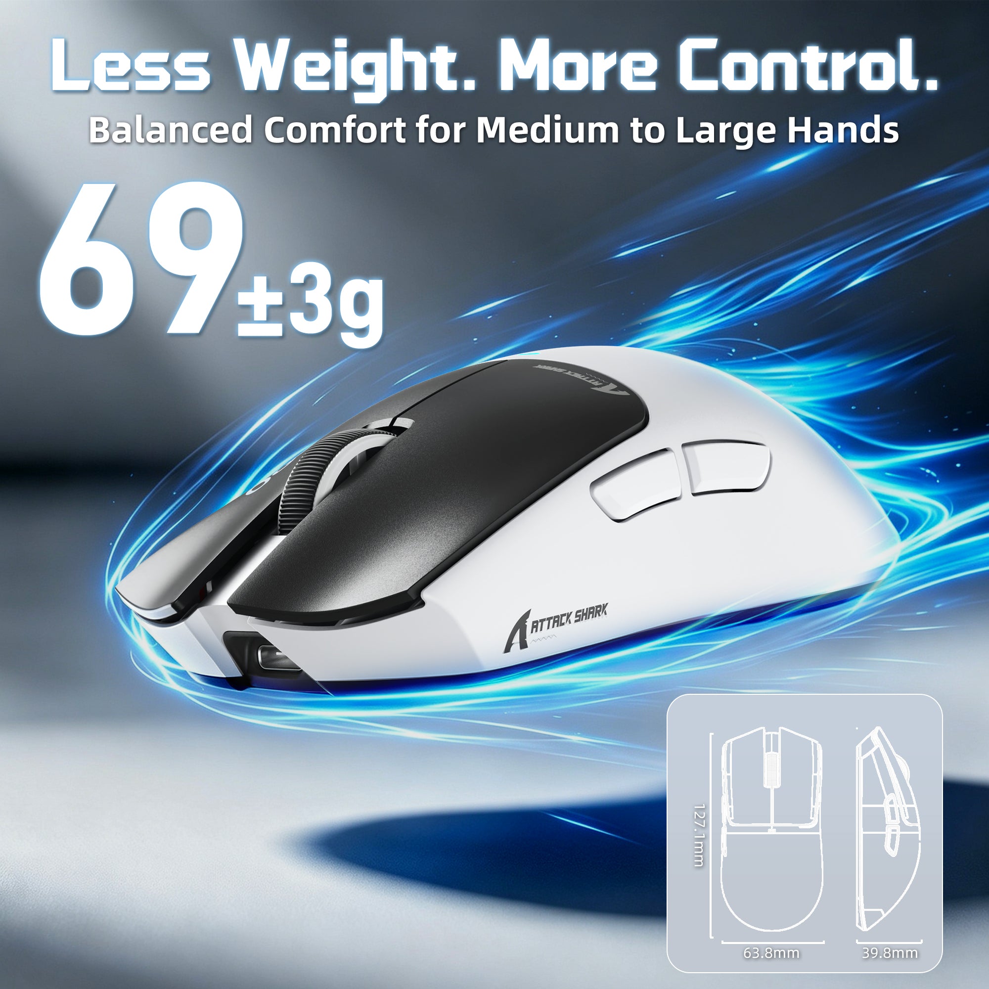 Mouse Gamer Sem Fio ATTACK SHARK X11 PRO V2 com Dock de Carregamento e Tela TFT