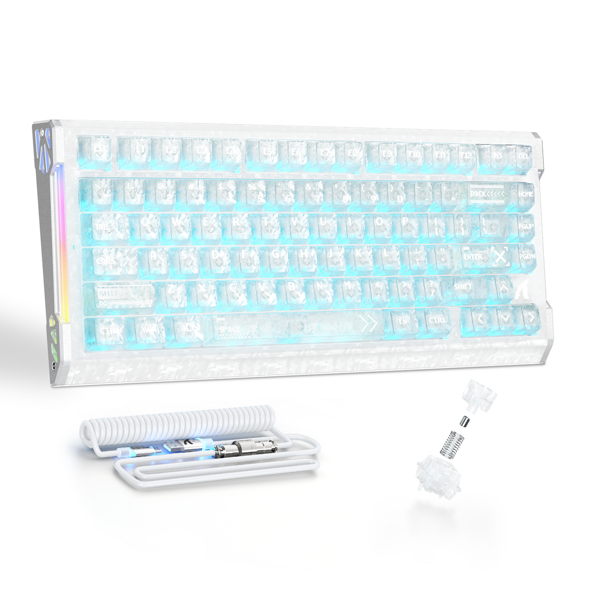 ATTACK SHARK R86 HE Teclado gamer com interruptor magnético de acionamento rápido, fibra de carbono e fio, com cabo espiralado RGB C01 ULTRA