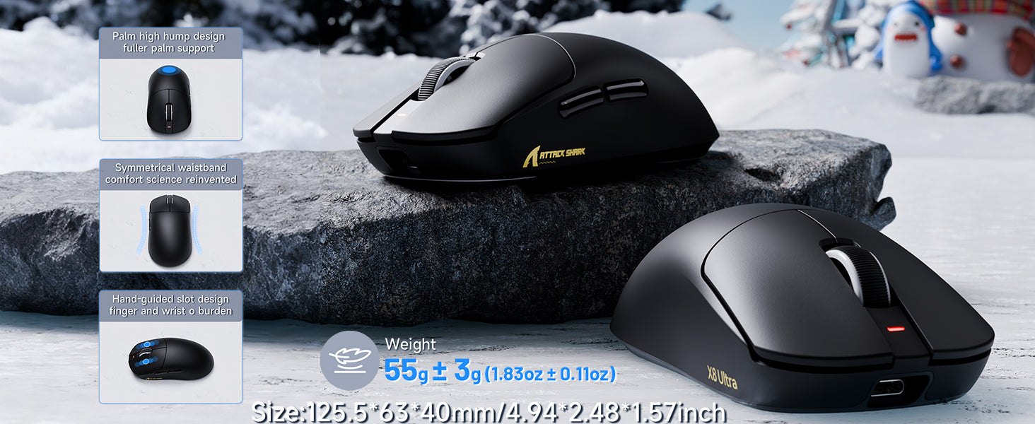 Mouse Gamer Sem Fio ATTACK SHARK X8 Ultra 8KHz com Cabo C06 Ultra