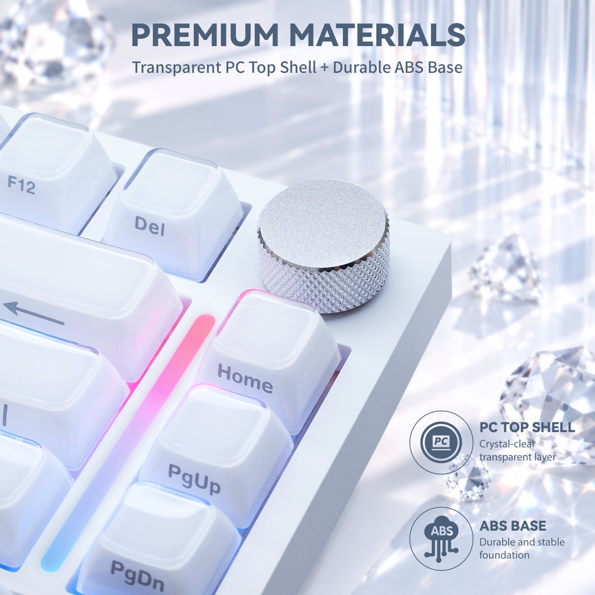 ATTACK SHARK SK03, 136 teclas, keycaps de cristal, perfil ASA, ANSI/ISO