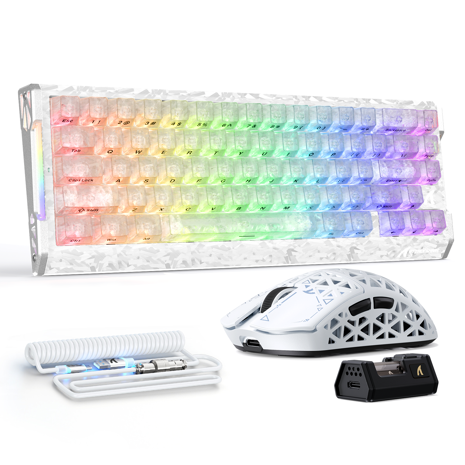 Kit Gamer ATTACK SHARK R68 HE e R5 ULTRA de Fibra de Carbono Com Cabo Espiralado C01 ULTRA