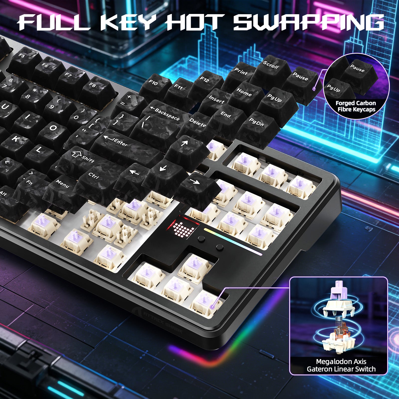 Teclado Gamer Sem Fio ATTACK SHARK X87 ULTRA com Receptor 8KHz e Cabo Enrolado RGB