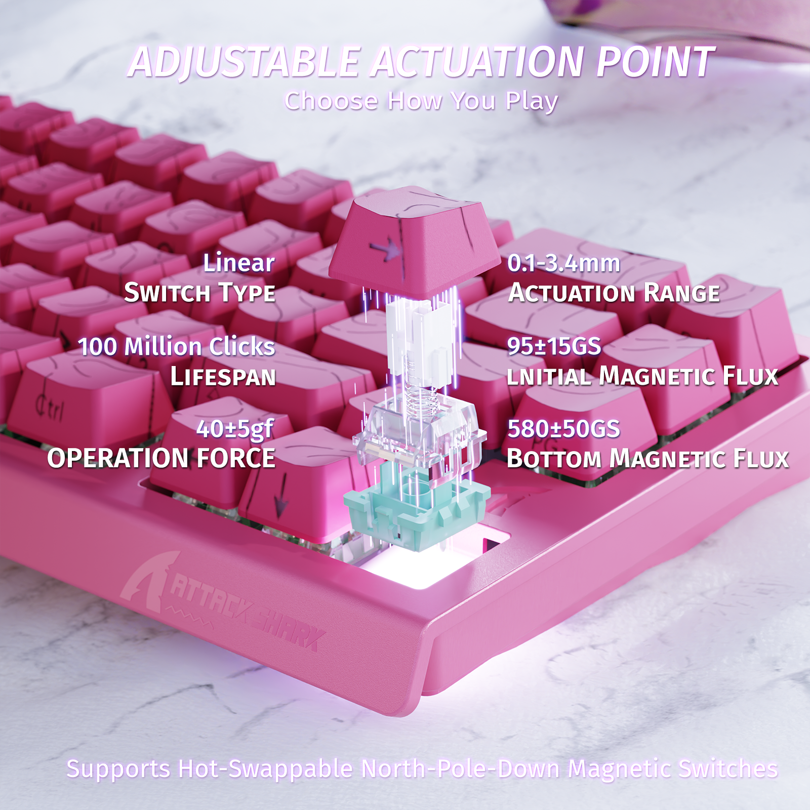 ATTACK SHARK X68 HE Teclado Rapid Trigger com Switch Magnético