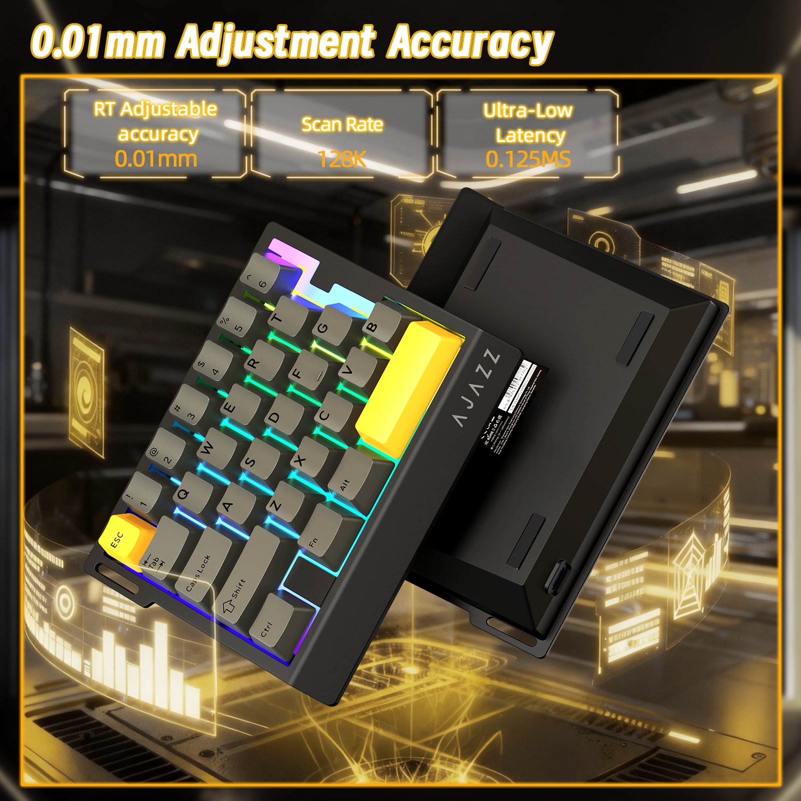 Teclado Gamer com Fio para Uma Mão ATTACK SHARK X AJAZZ AK029