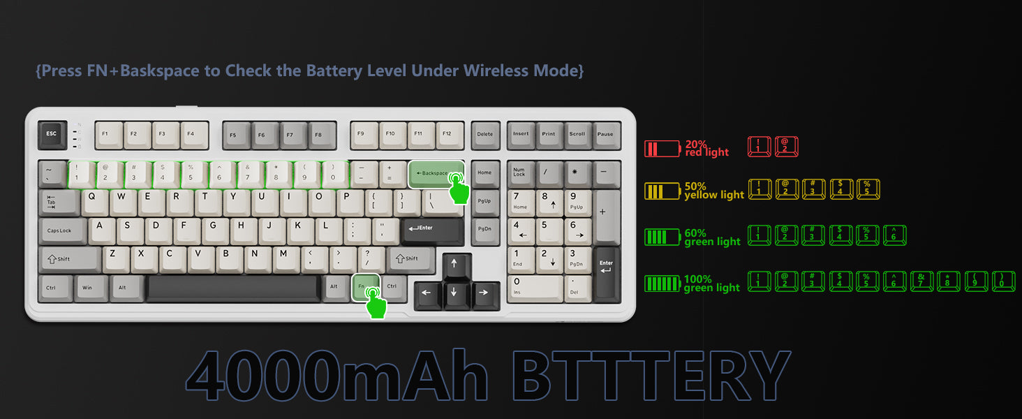 Teclado Mecânico Sem Fio de Tamanho Completo ATTACK SHARK X98