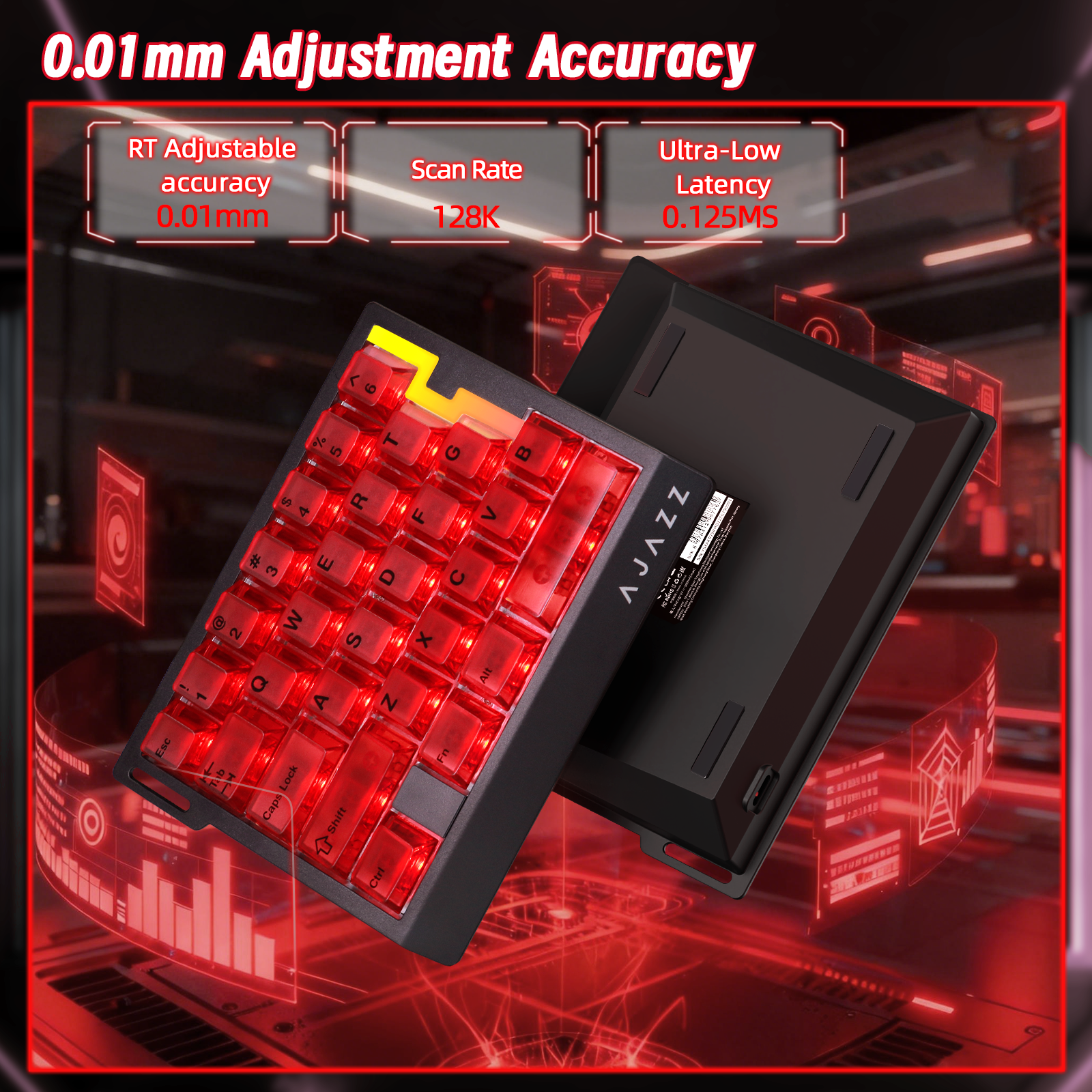 Teclado Gamer com Fio para Uma Mão ATTACK SHARK X AJAZZ AK029