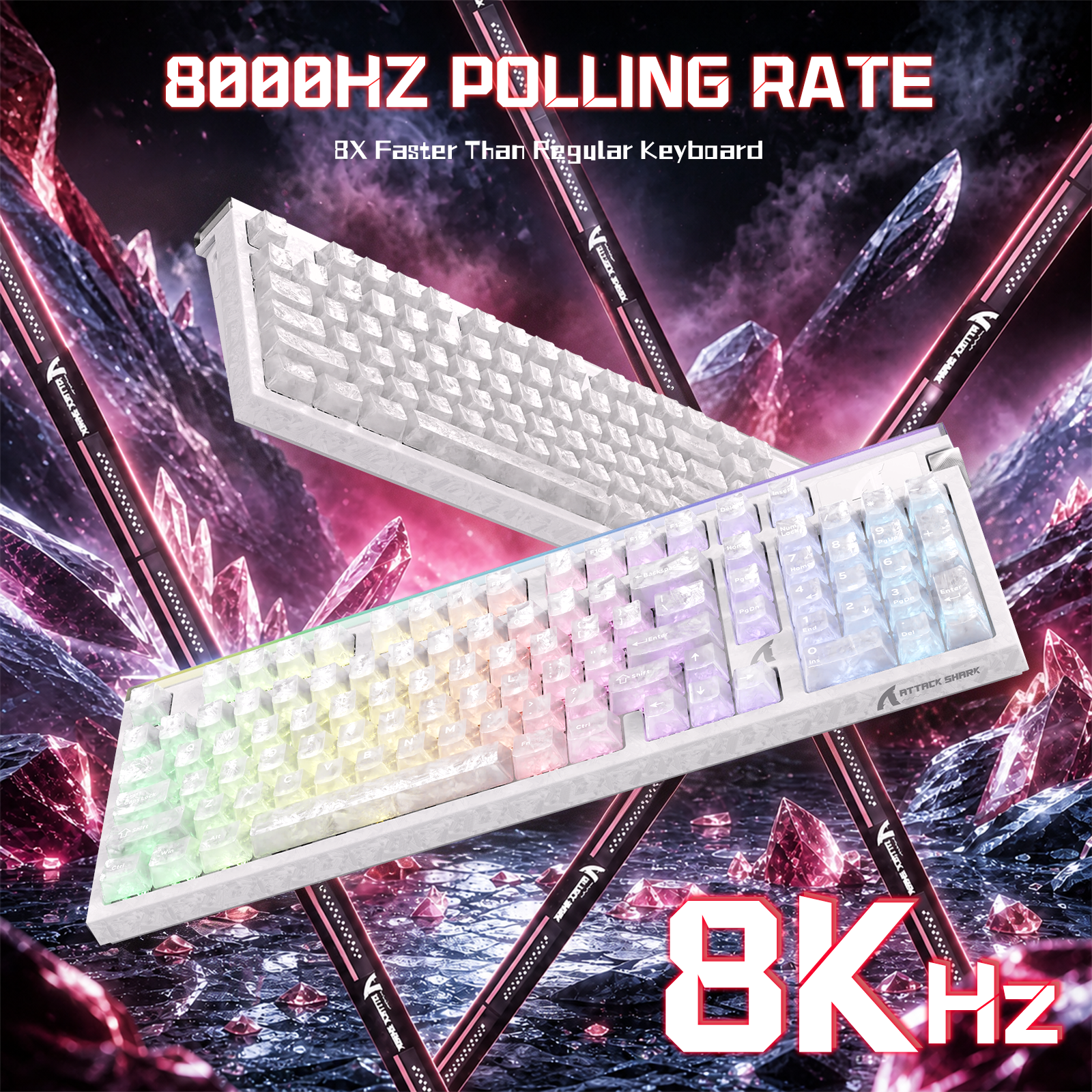 Teclado com fio ATTACK SHARK R98 HE Carbon Fiber, gatilho rápido, interruptor magnético, com cabo enrolado C01 Ultra RGB