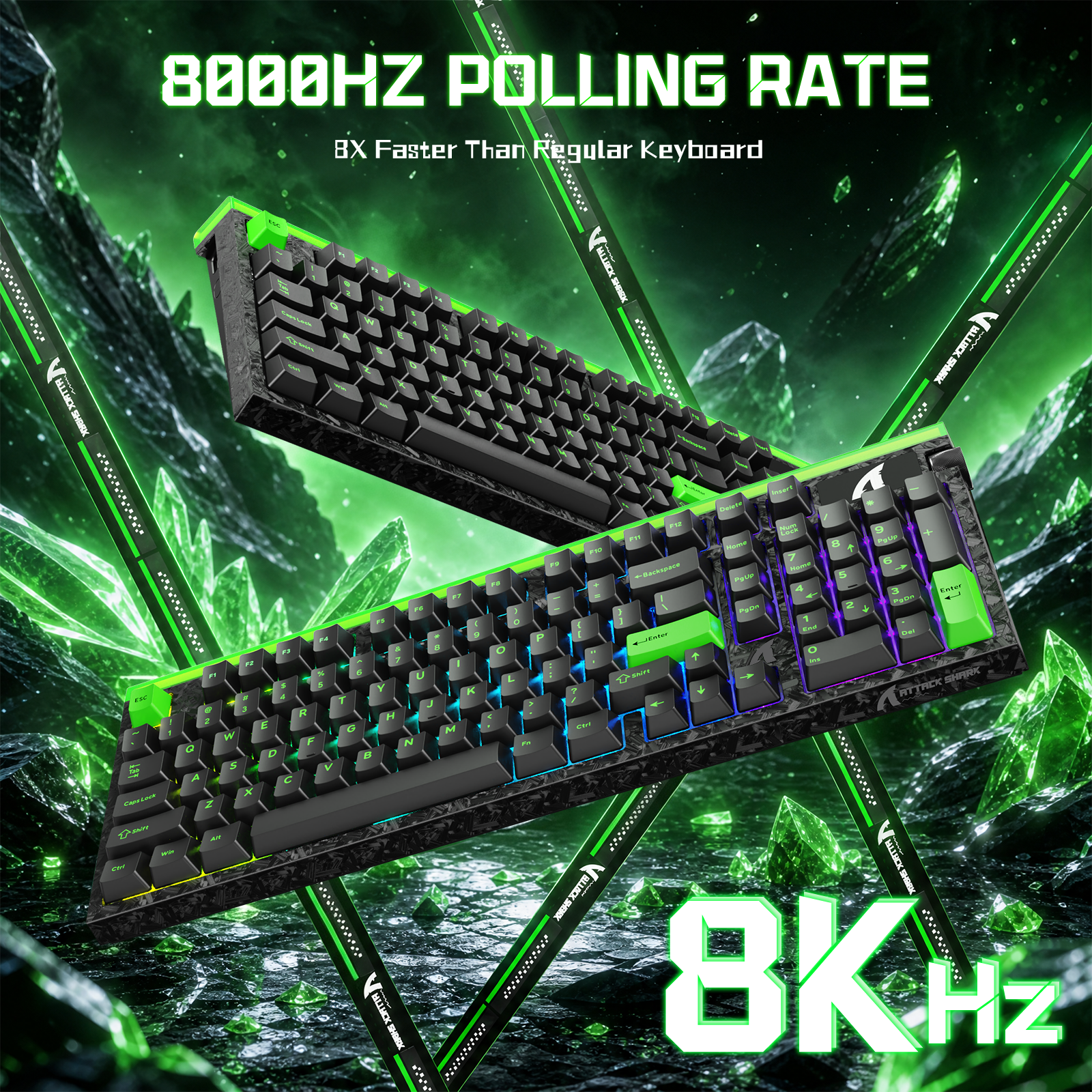 Teclado com fio ATTACK SHARK R98 HE Carbon Fiber, gatilho rápido, interruptor magnético, com cabo enrolado C01 Ultra RGB