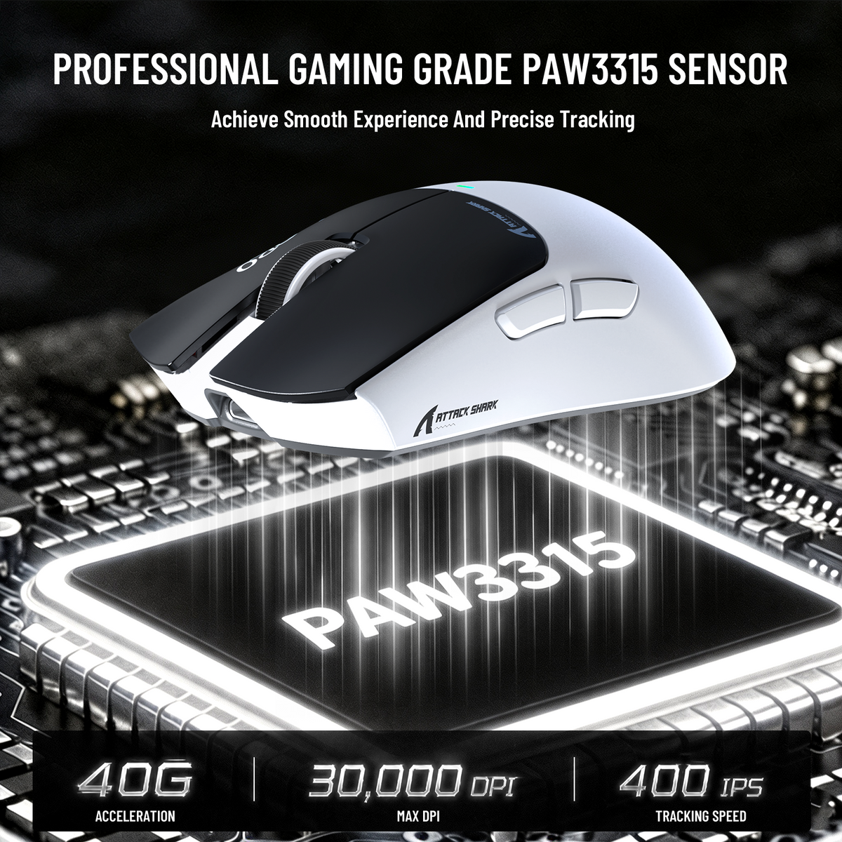 Mouse Gamer Sem Fio ATTACK SHARK X11 PRO V2 com Tela TFT e Base de Carregamento com Cabo Enrolado C06