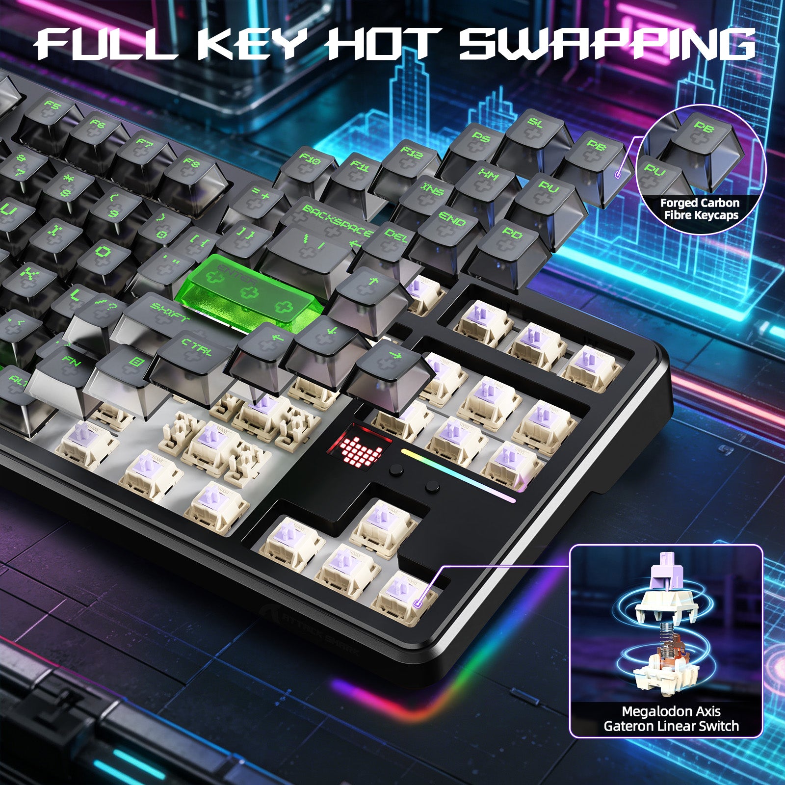 Teclado Gamer Sem Fio ATTACK SHARK X87 ULTRA com Receptor 8KHz e Cabo Enrolado RGB