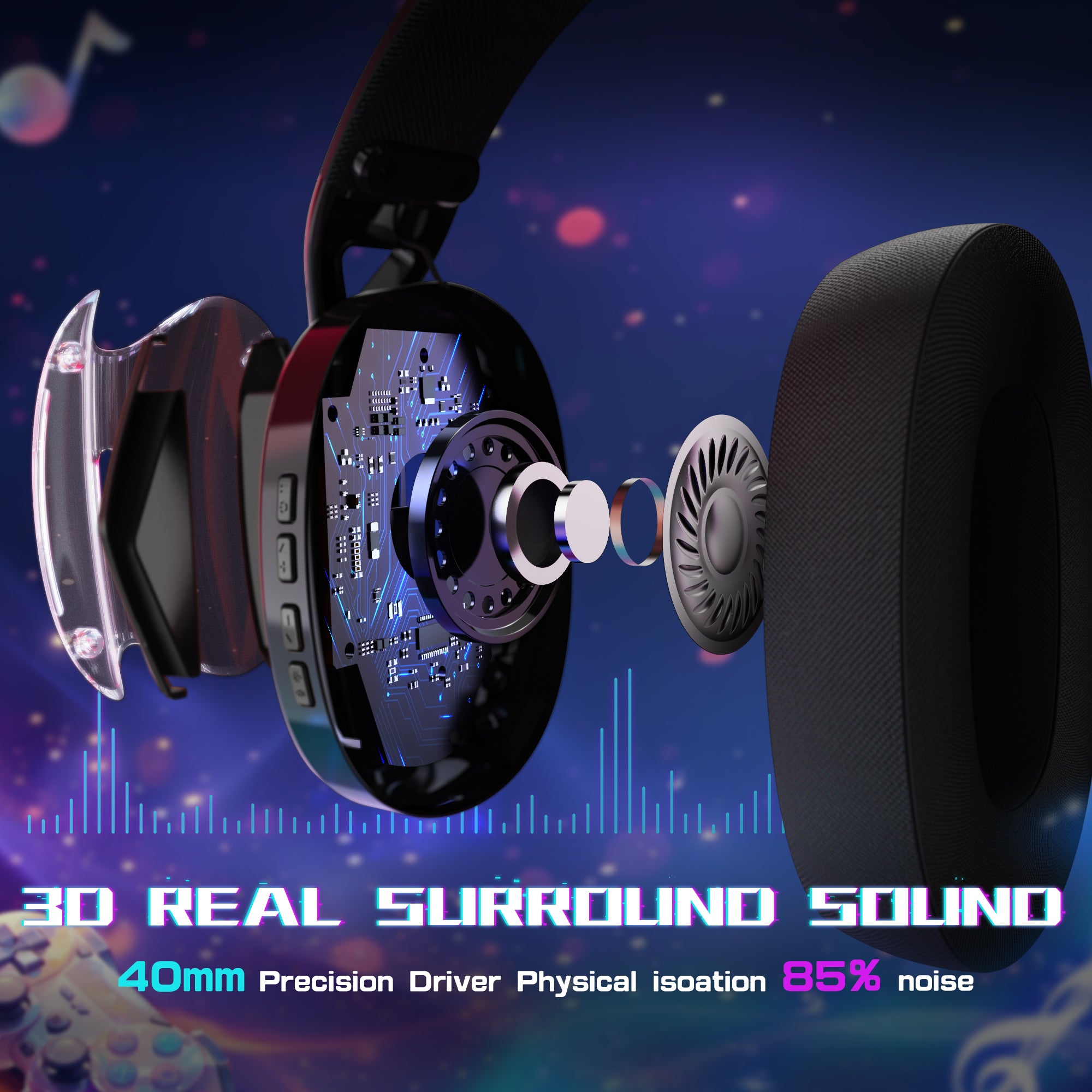 ATTACK SHARK L60 Headset Gamer Ultra-Leve Tri-Mode