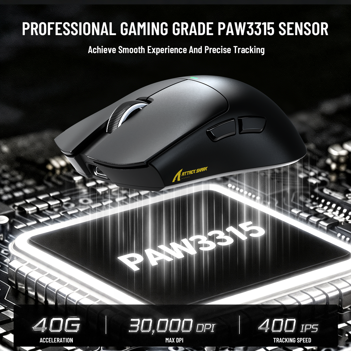 Mouse Gamer Sem Fio ATTACK SHARK X11 PRO V2 com Tela TFT e Base de Carregamento com Cabo Enrolado C06