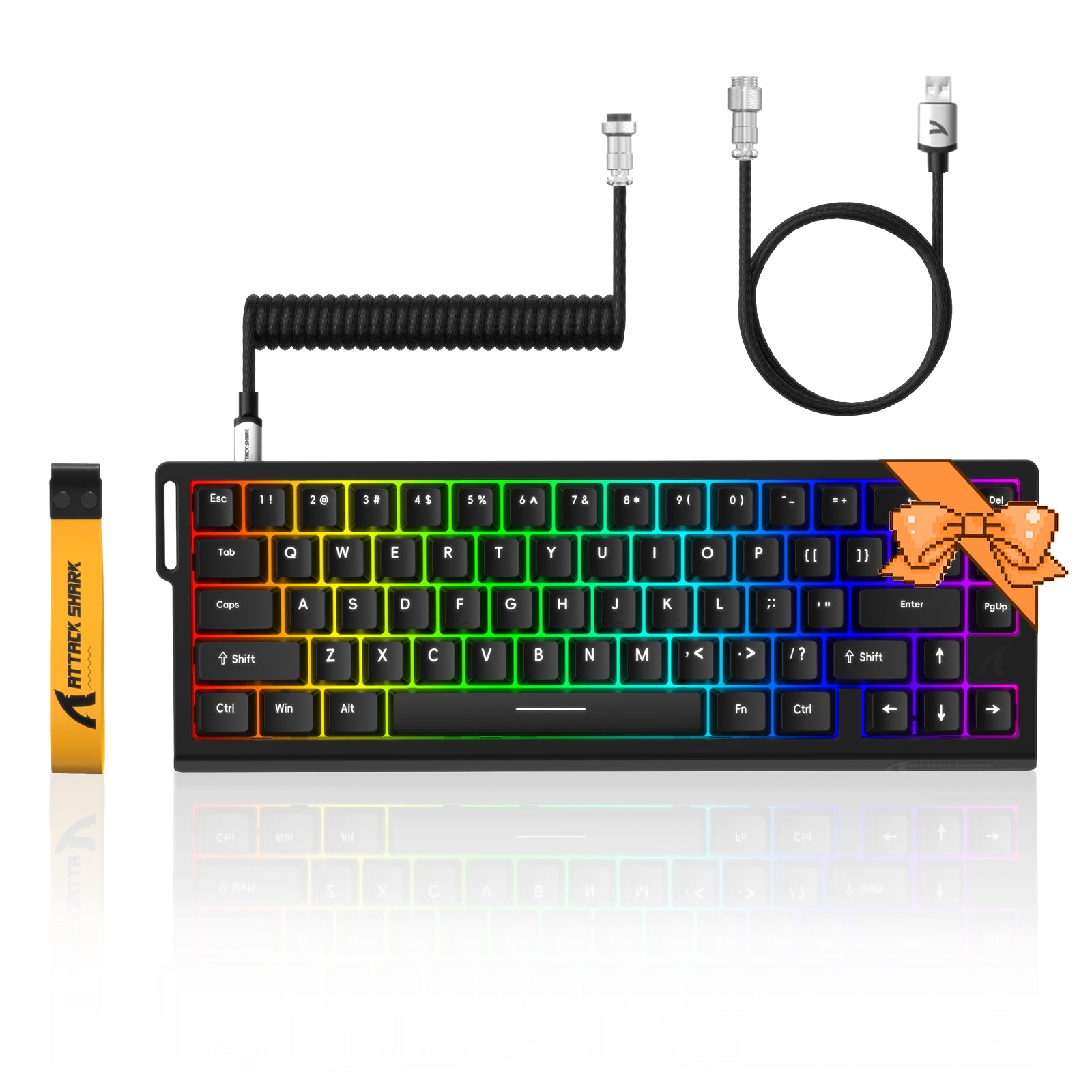 ATTACK SHARK X68 HE keyboard with RGB, coiled cable. 60% layout, rapid trigger gaming.