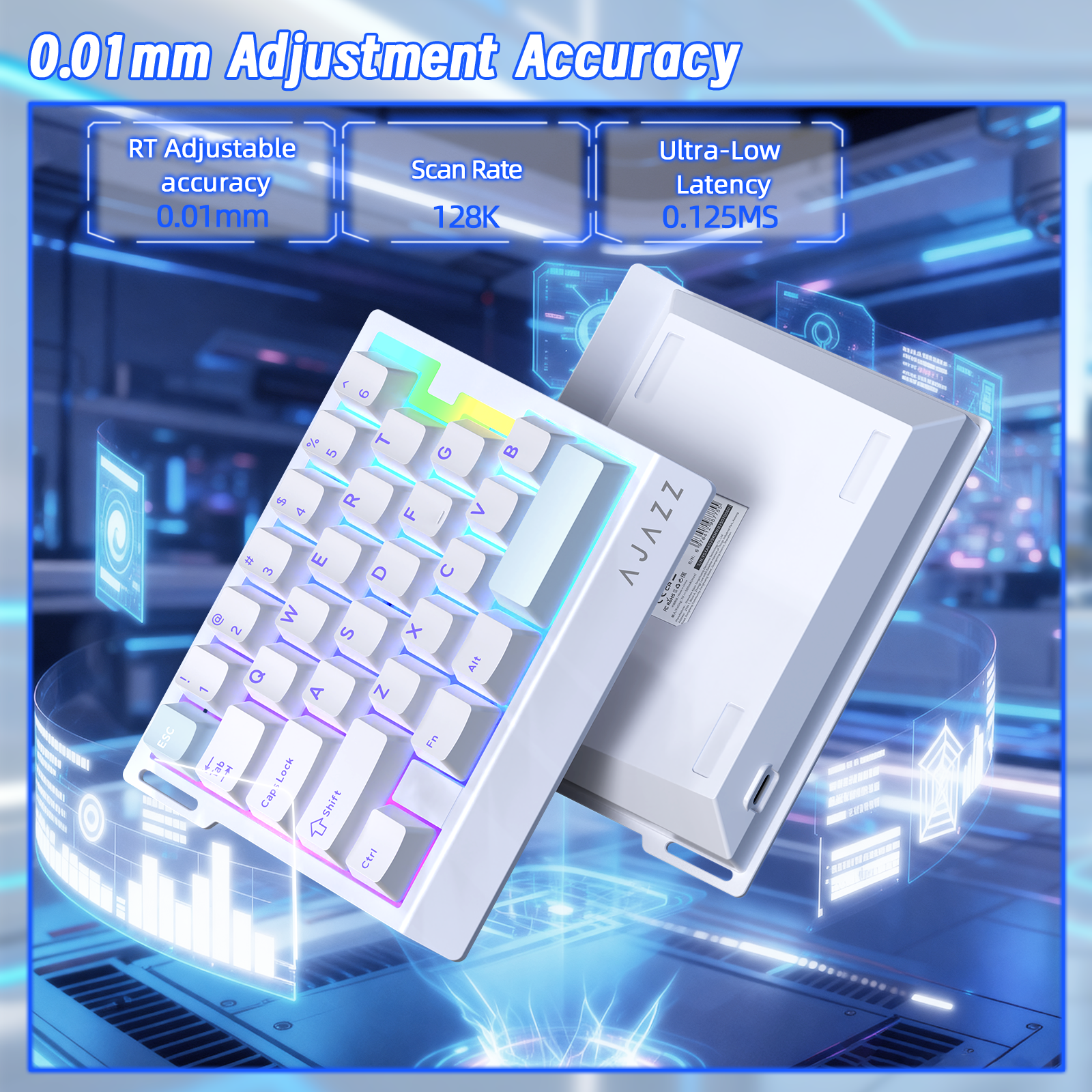 Teclado Gamer com Fio para Uma Mão ATTACK SHARK X AJAZZ AK029