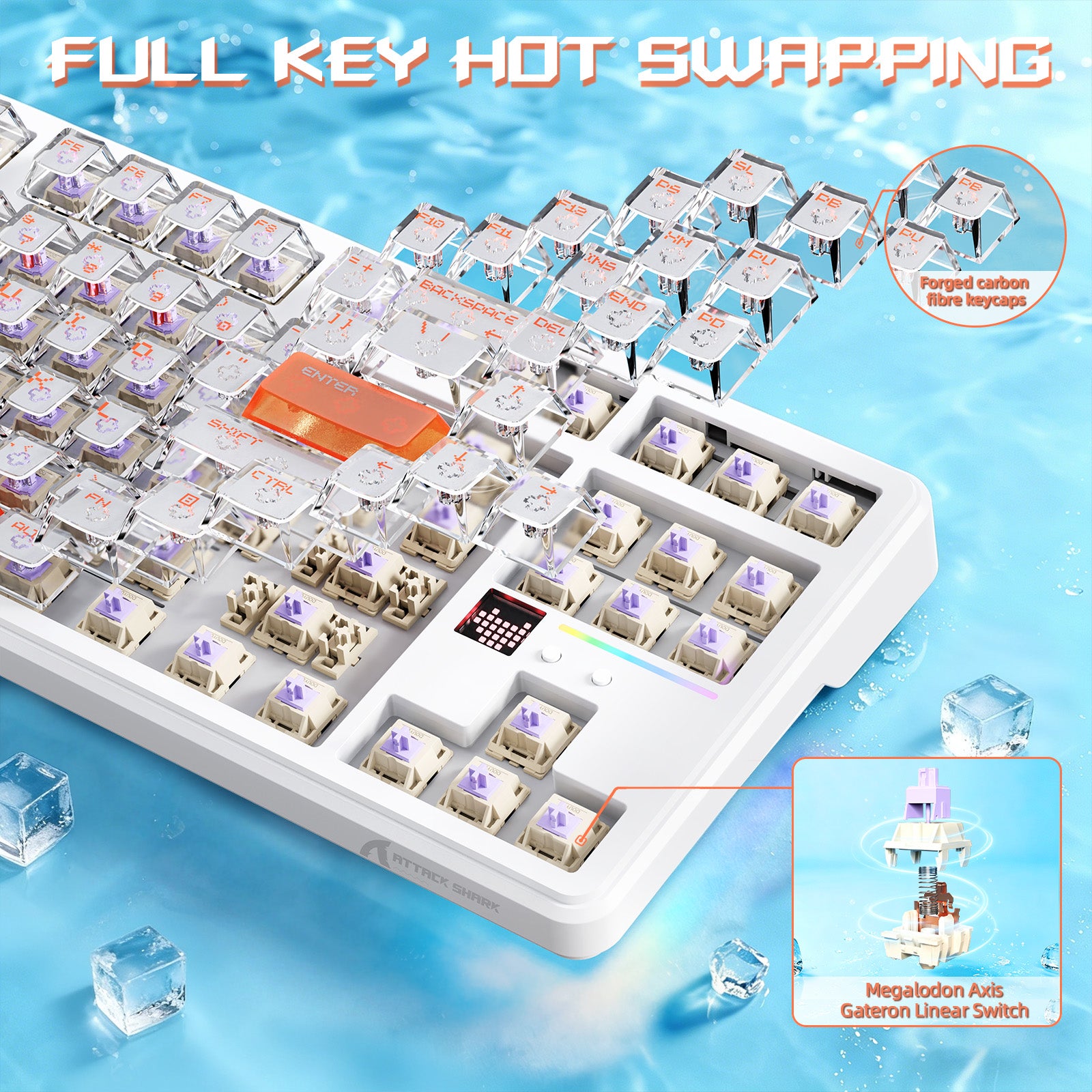 Teclado Gamer Sem Fio ATTACK SHARK X87 ULTRA com Receptor 8KHz e Cabo Enrolado RGB