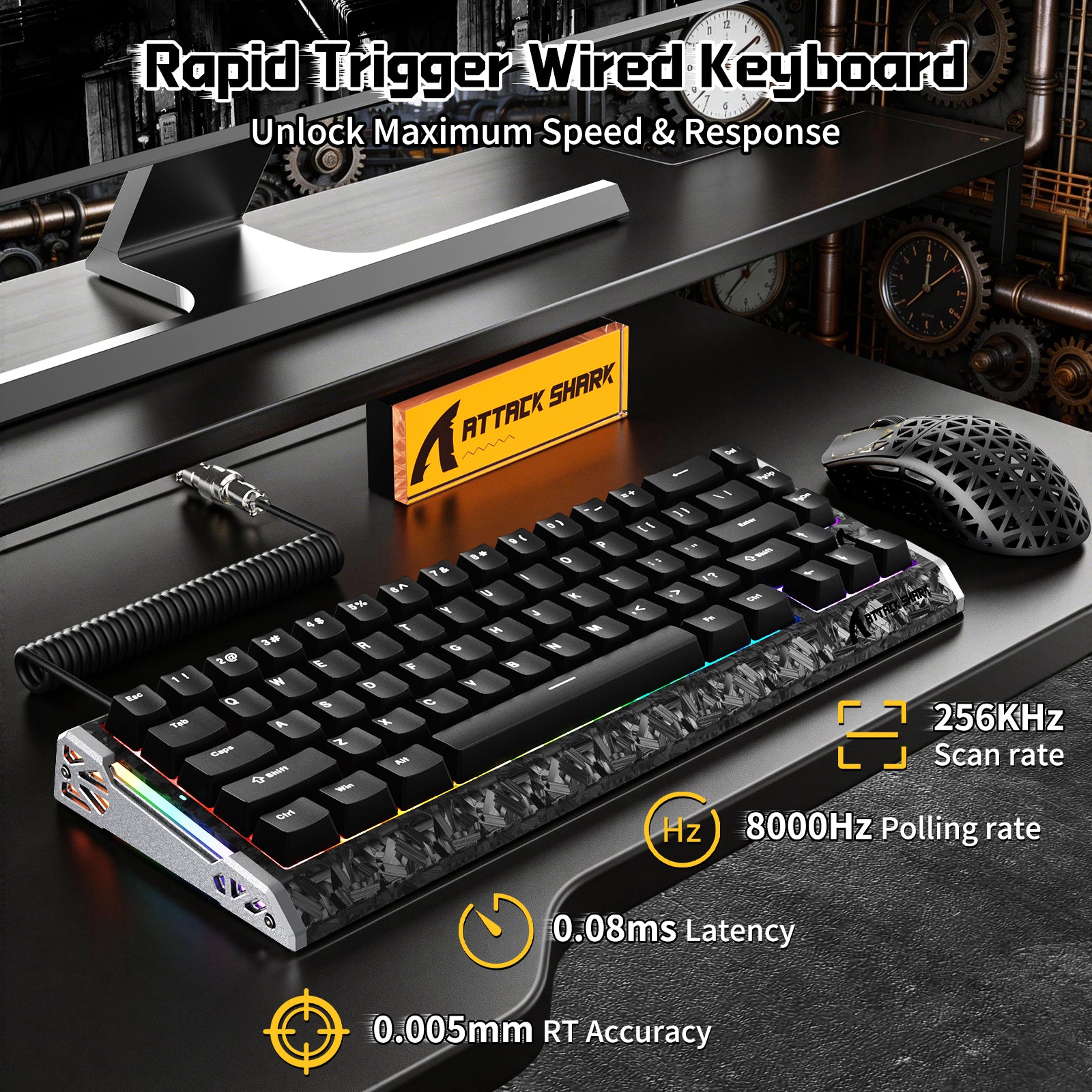 Pacote Gamer ATTACK SHARK R68 HE & R5 ULTRA Fibra de Carbono com Cabo Enrolado C01 ULTRA