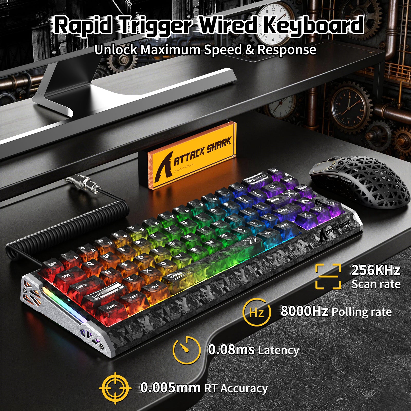 Pacote Gamer ATTACK SHARK R68 HE & R5 ULTRA Fibra de Carbono com Cabo Enrolado C01 ULTRA