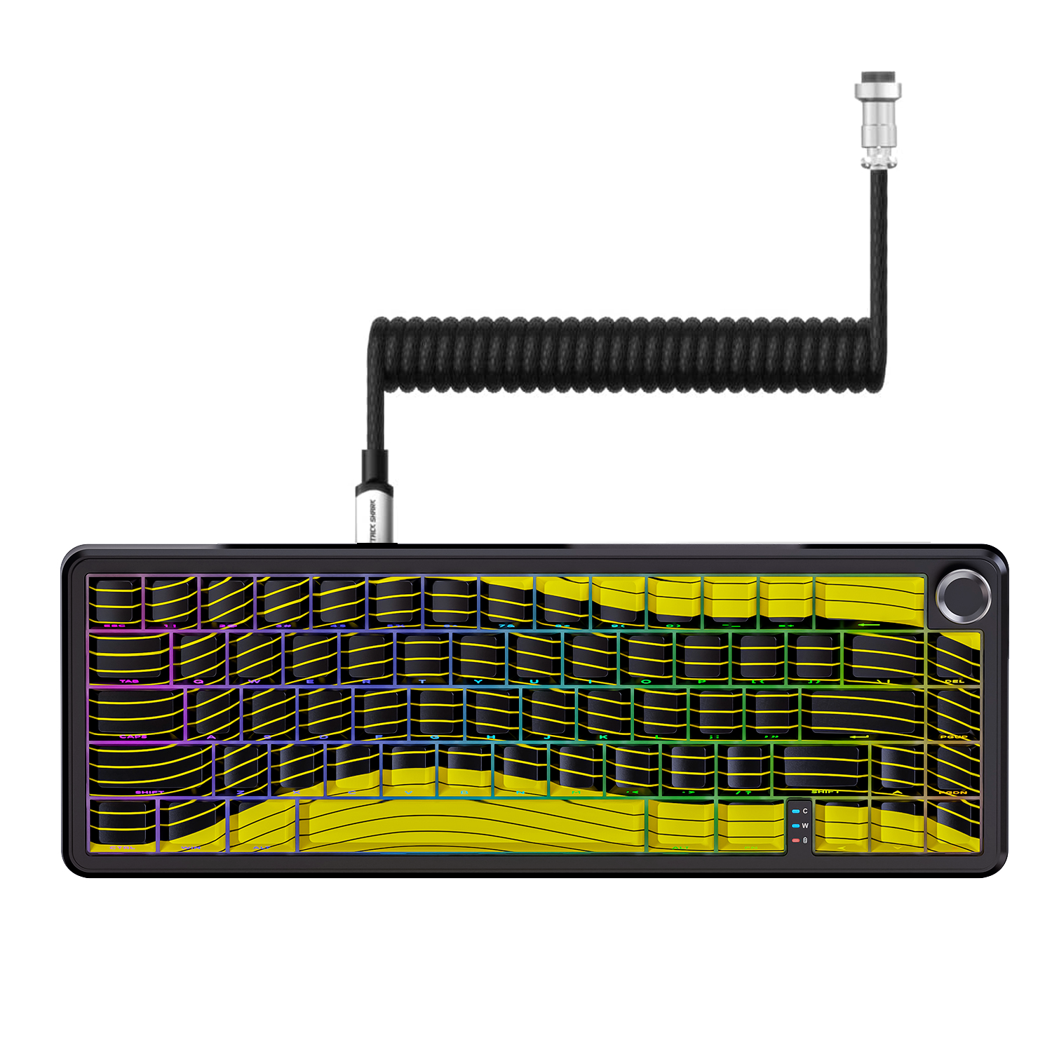 ATTACK SHARK X65PRO HE keyboard with custom keycaps and coiled cable