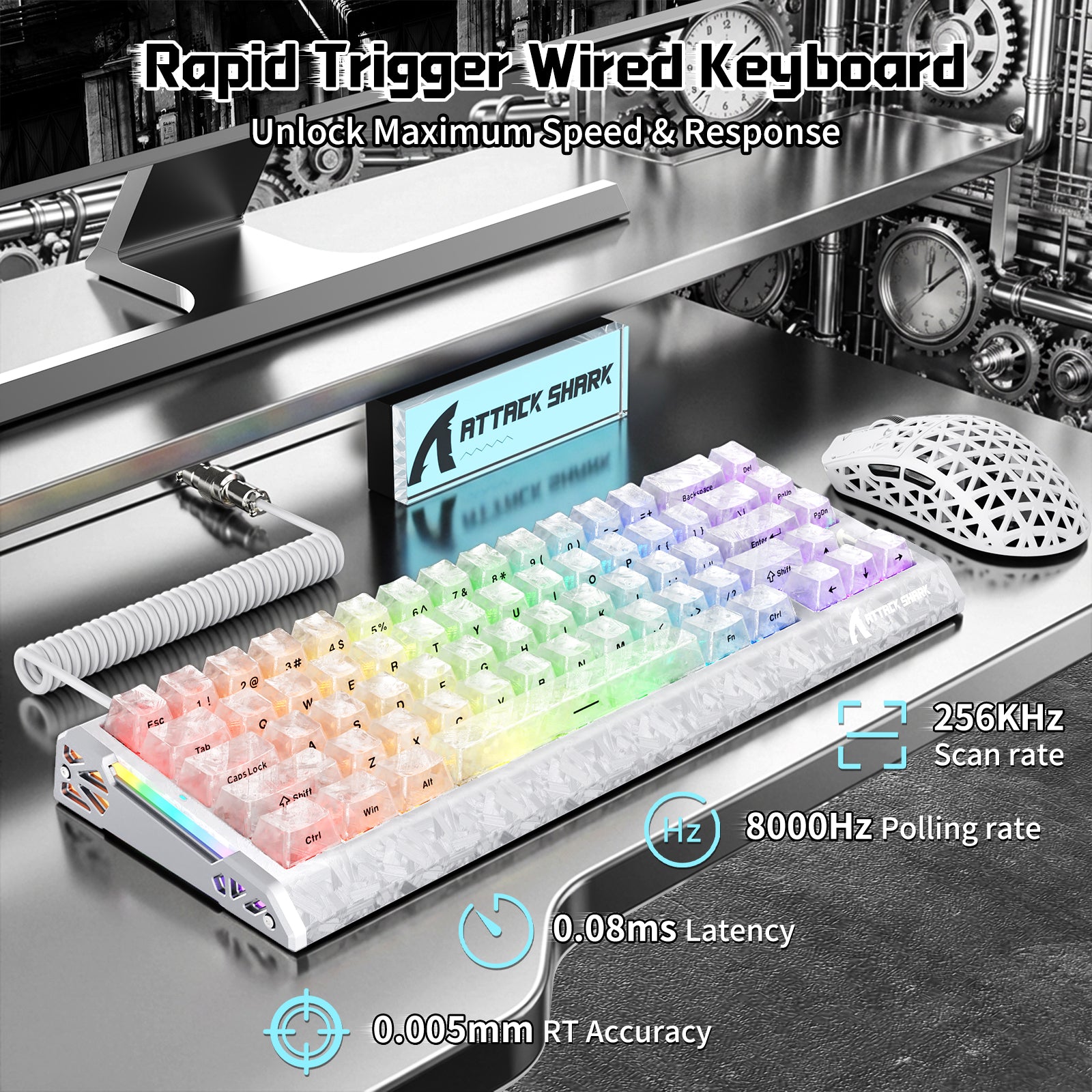 Pacote Gamer ATTACK SHARK R68 HE & R5 ULTRA Fibra de Carbono com Cabo Enrolado C01 ULTRA