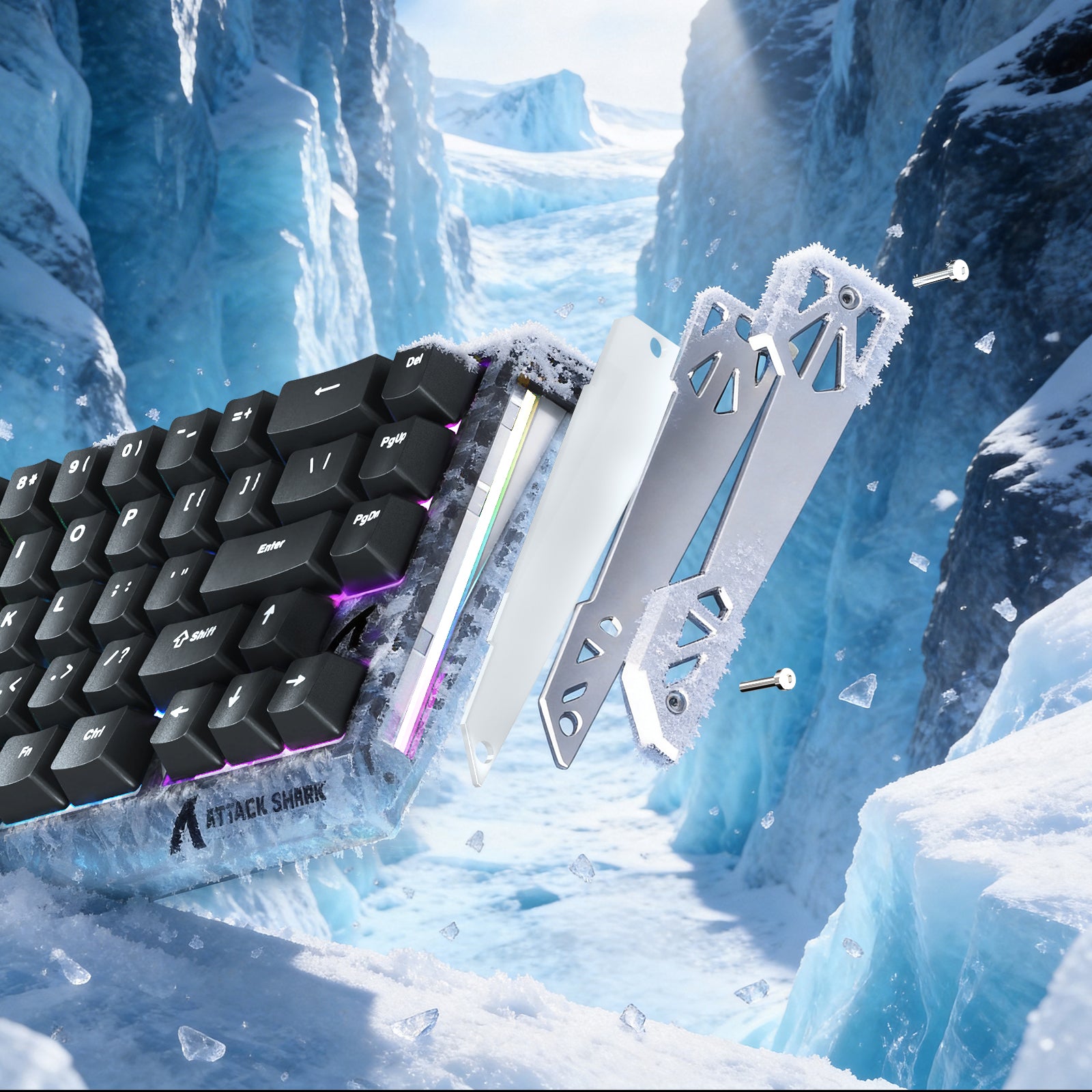 Teclado com Fio ATTACK SHARK R68 HE Rapid Trigger com Switch Magnético em Fibra de Carbono e Cabo RGB Enrolado C01 Ultra