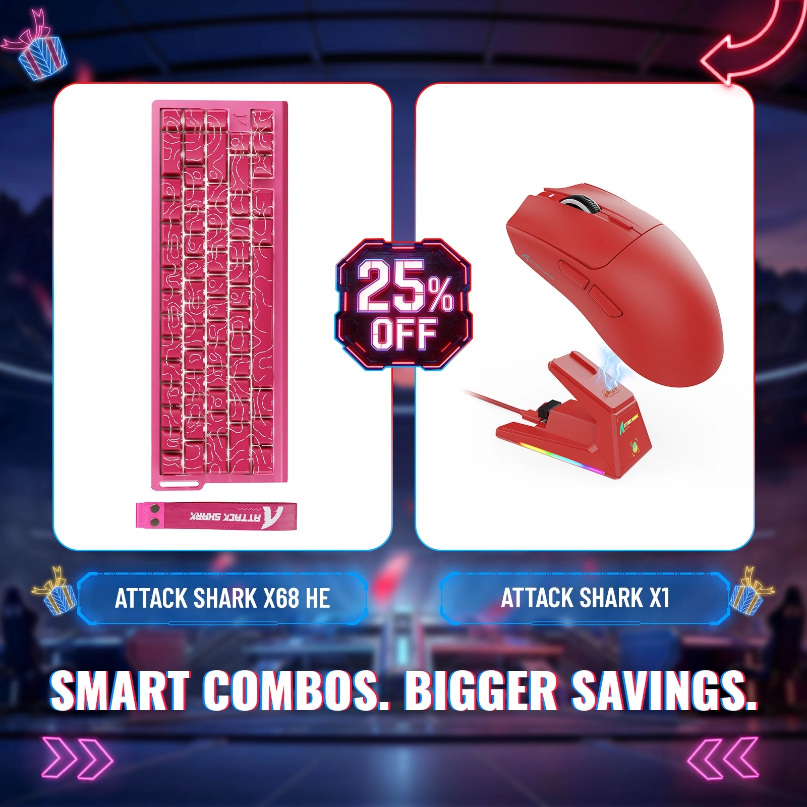 Teclado para jogos ATTACK SHARK X68HE Rapid Trigger + Mouse sem fio X1