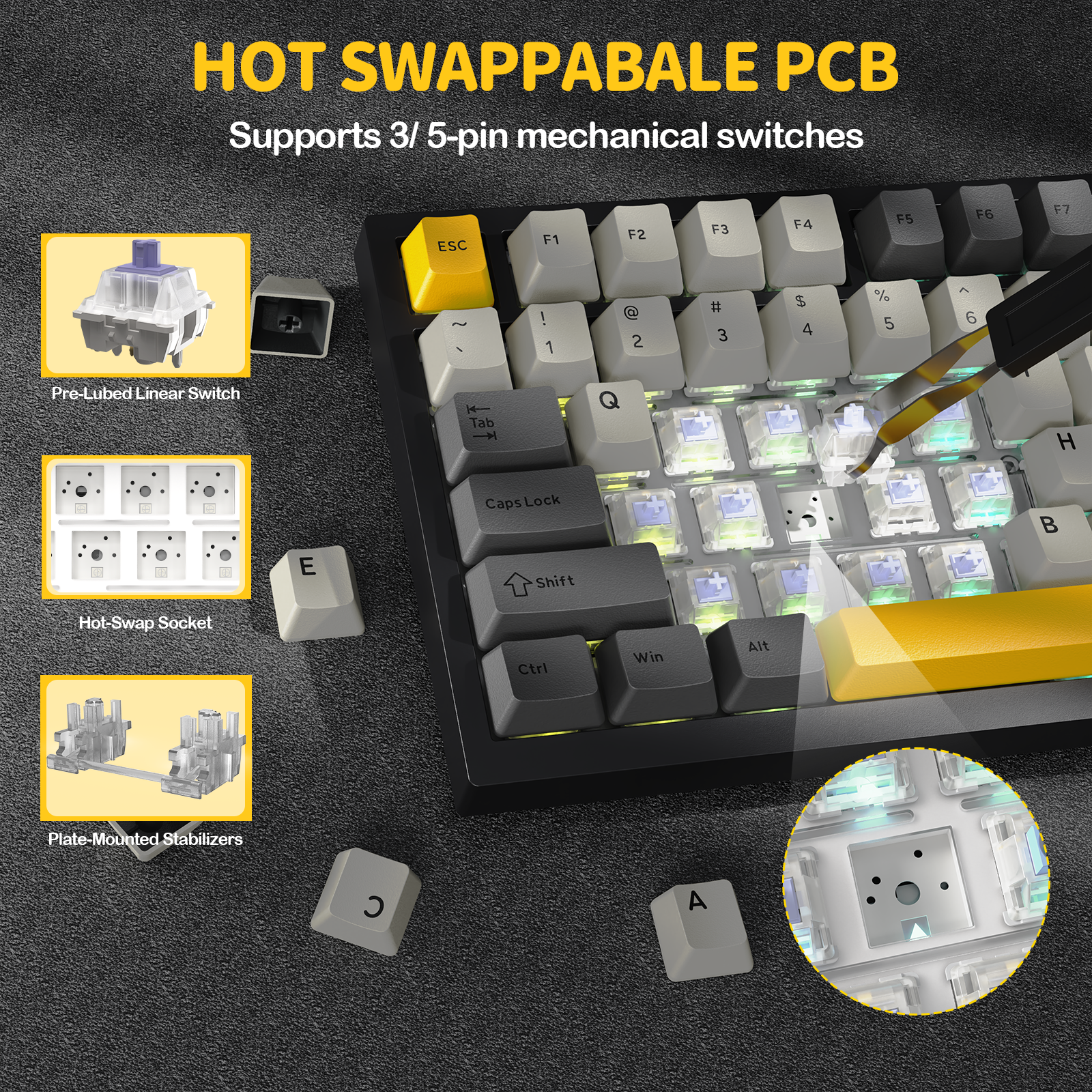 Teclado Mecânico Tri-modo ATTACK SHARK X820Ultra Gasket