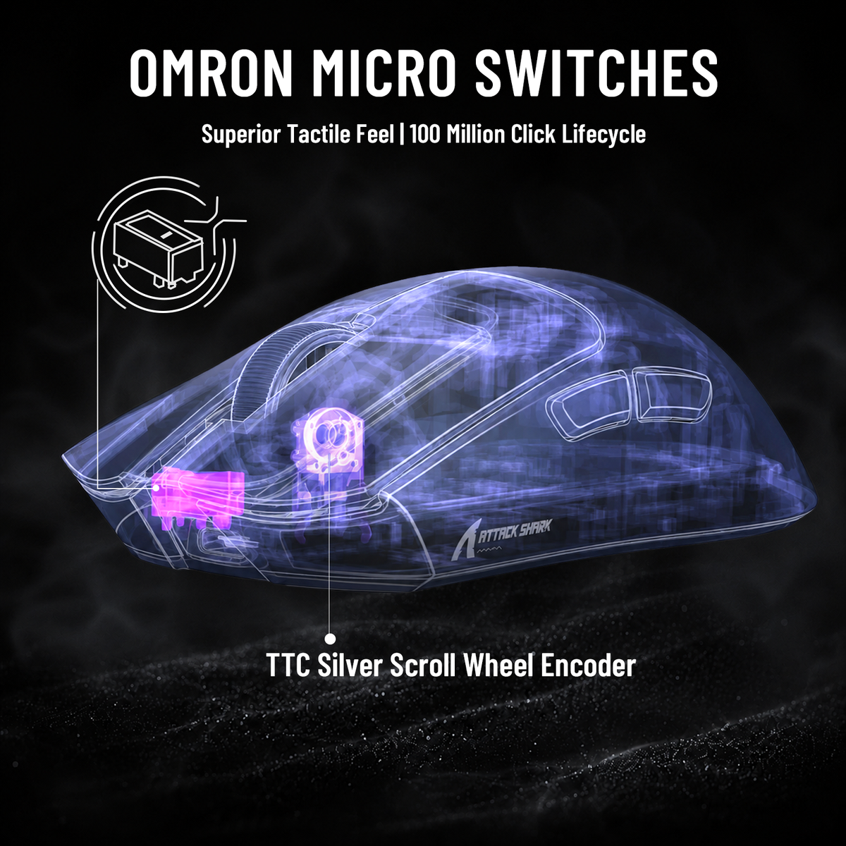 Mouse Gamer Sem Fio ATTACK SHARK X11 PRO V2 com Tela TFT e Base de Carregamento com Cabo Enrolado C06