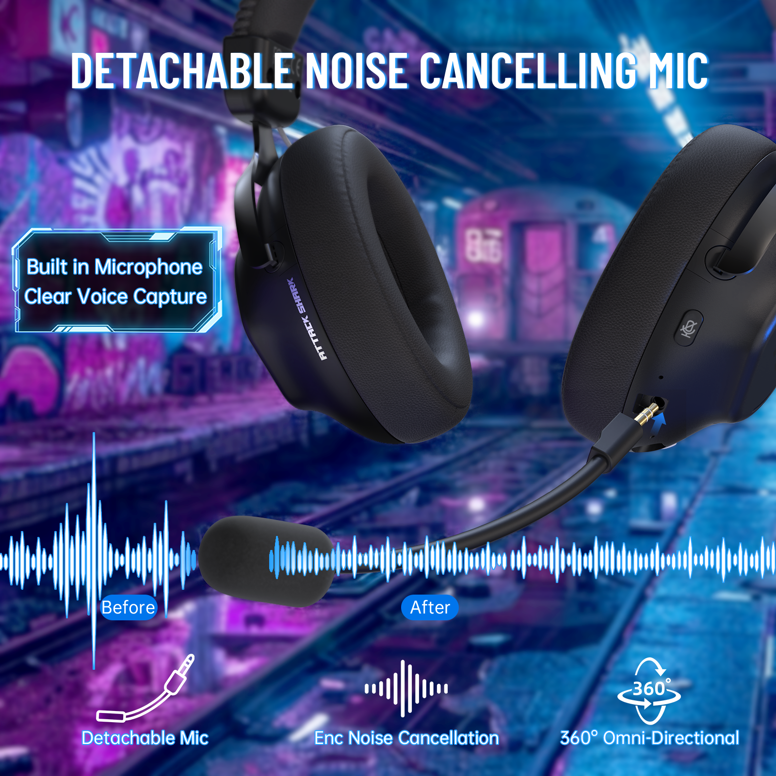 Headset Gamer Sem Fio ATTACK SHARK L50 PRO com Três Modos