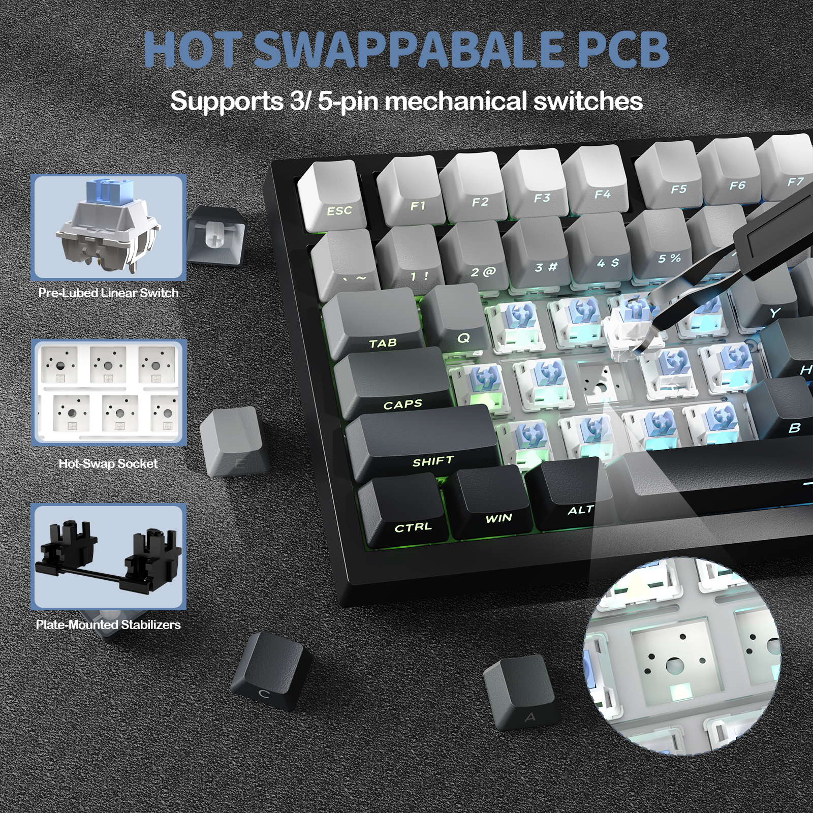 Teclado Mecânico Tri-modo ATTACK SHARK X820Ultra Gasket