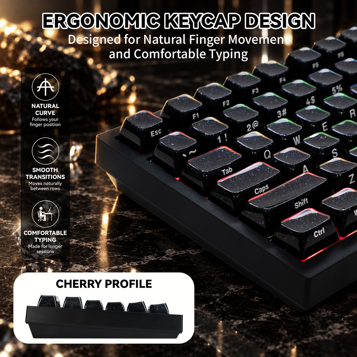 ATTACK SHARK SK03, 136 teclas, keycaps de cristal, perfil ASA, ANSI/ISO