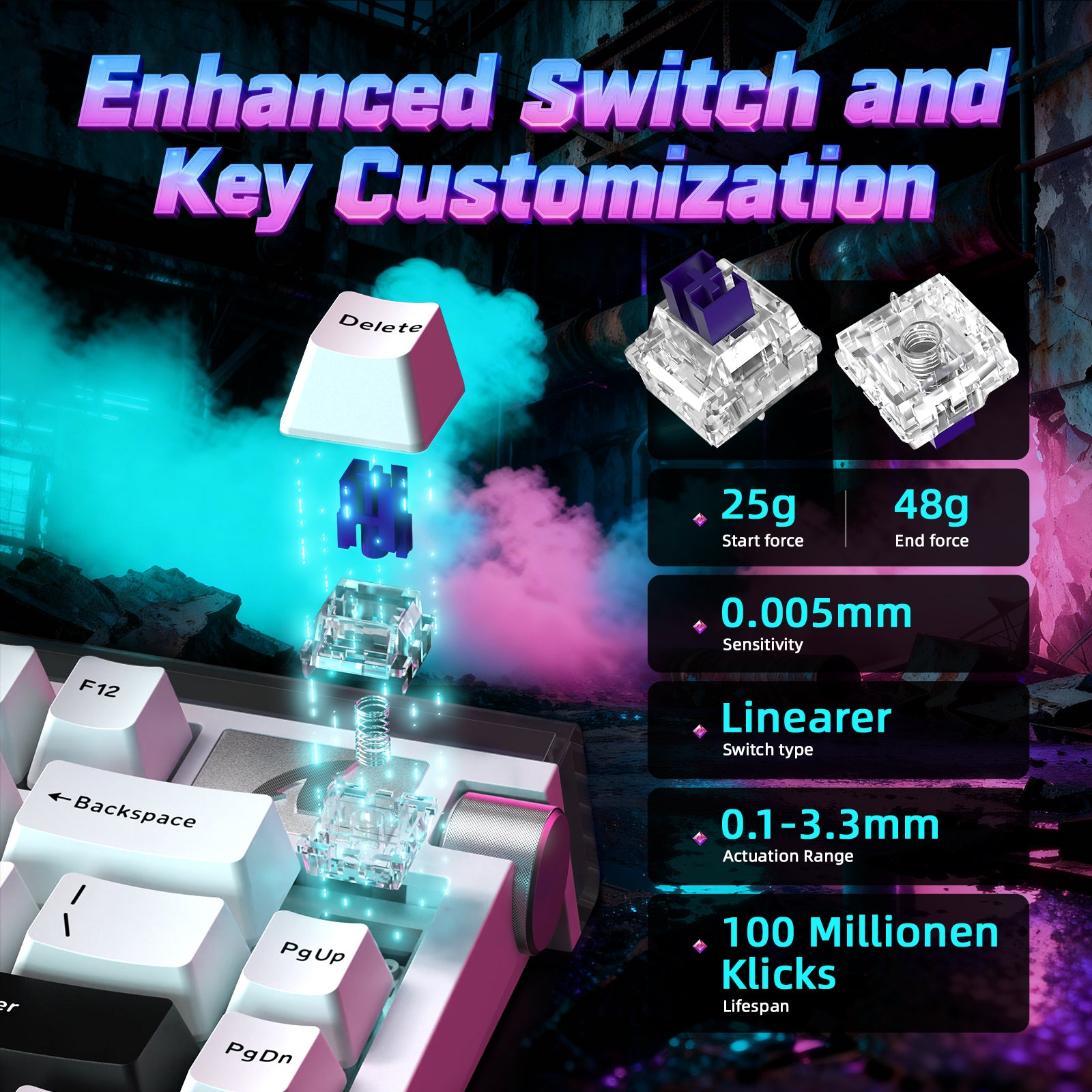 Teclado ATTACK SHARK R85 HE Rapid Trigger com Cabo LED C01ULTRA