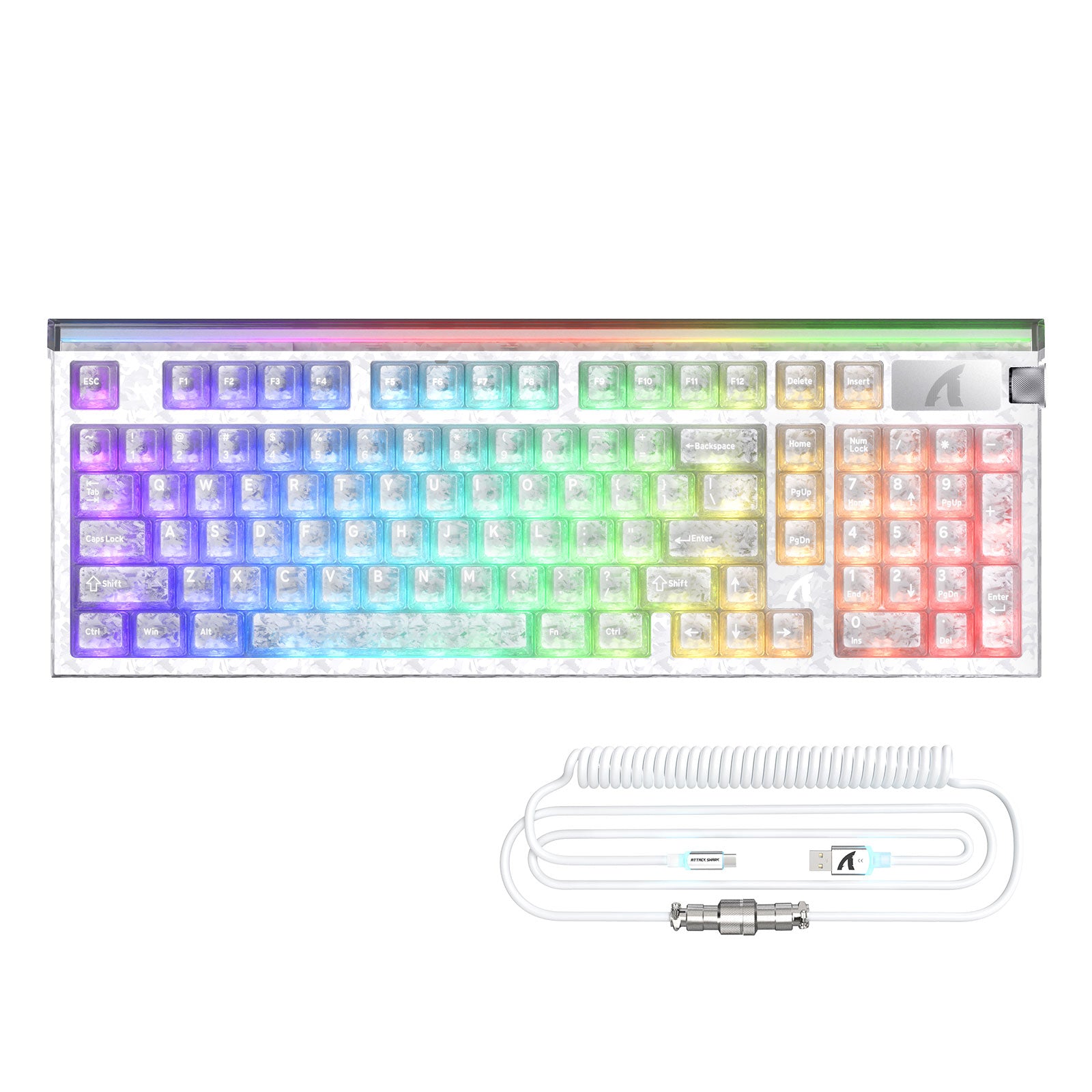 Teclado com fio ATTACK SHARK R98 HE Carbon Fiber, gatilho rápido, interruptor magnético, com cabo enrolado C01 Ultra RGB