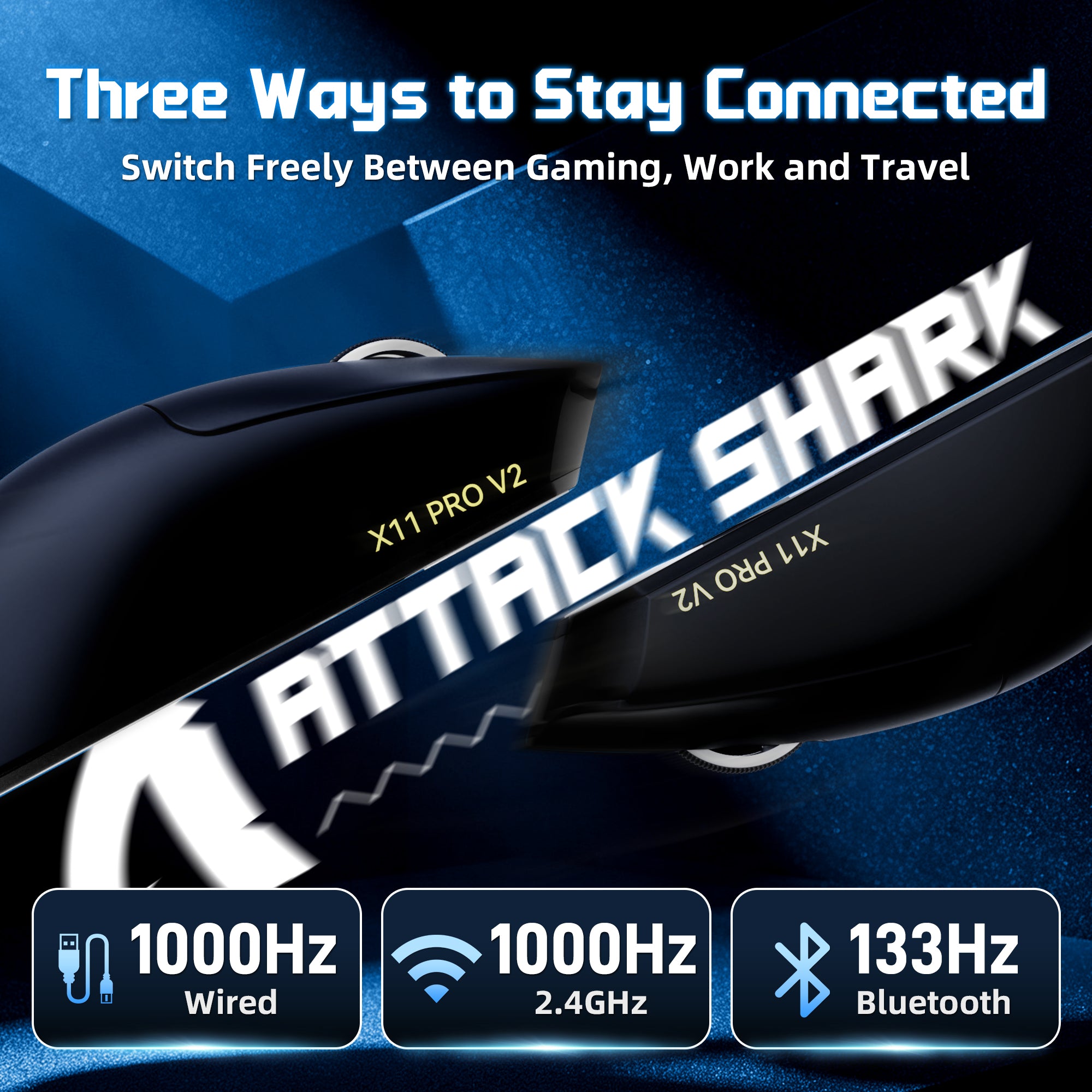 Mouse Gamer Sem Fio ATTACK SHARK X11 PRO V2 com Dock de Carregamento e Tela TFT